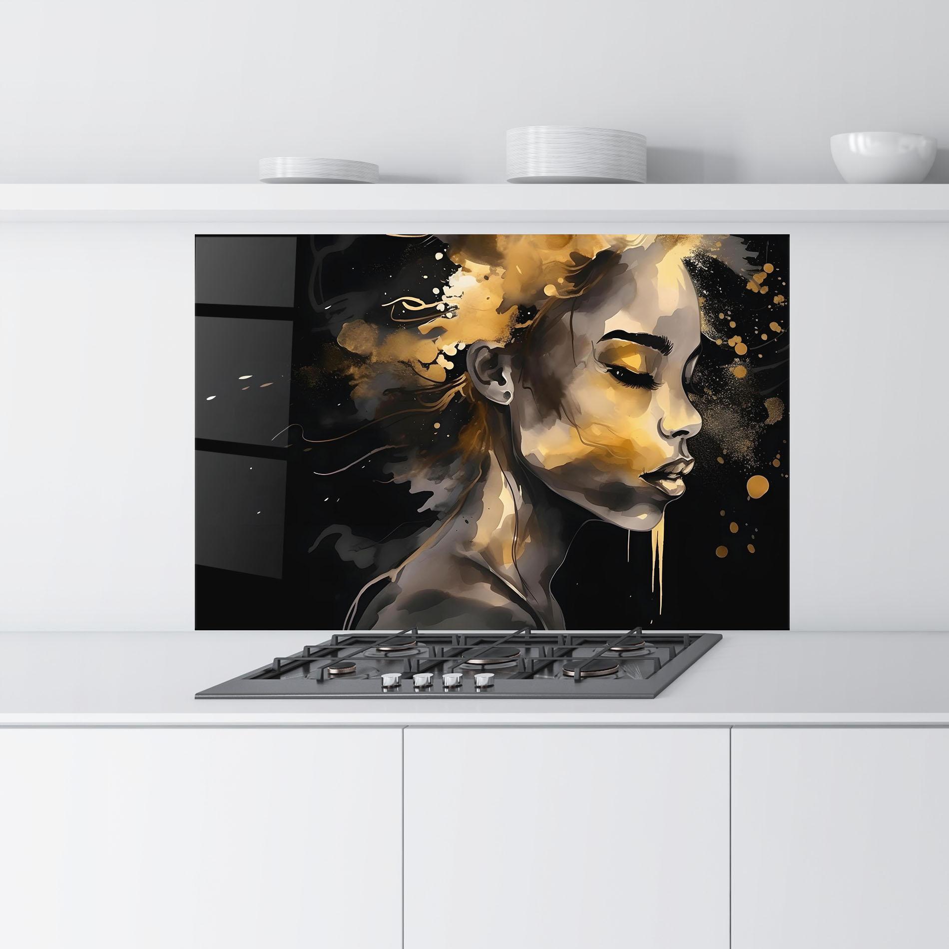 Küchenrückwand Glas Gold Stylish Modern mockup 9