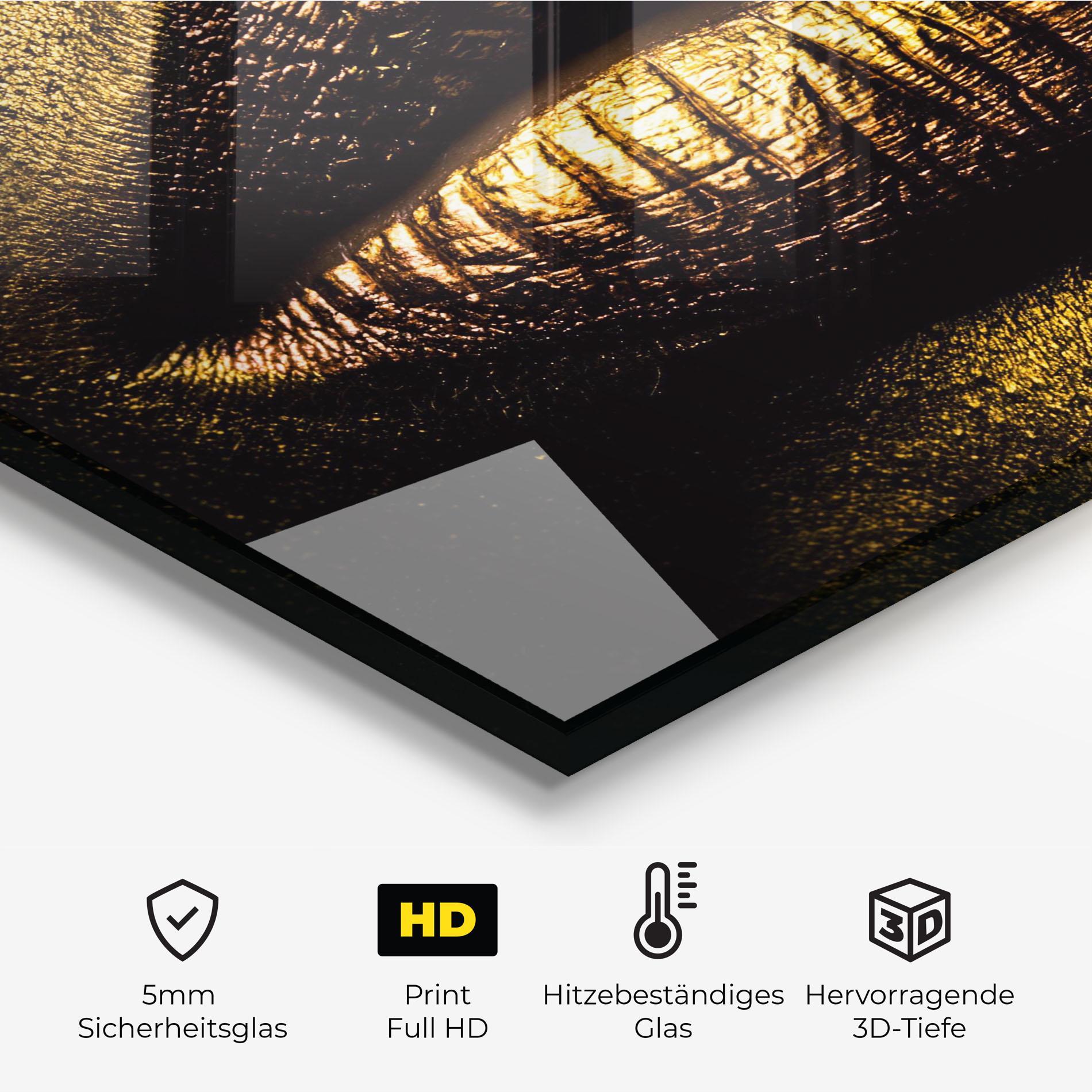 Küchenrückwand Glas Gold Metal Lips mockup 2