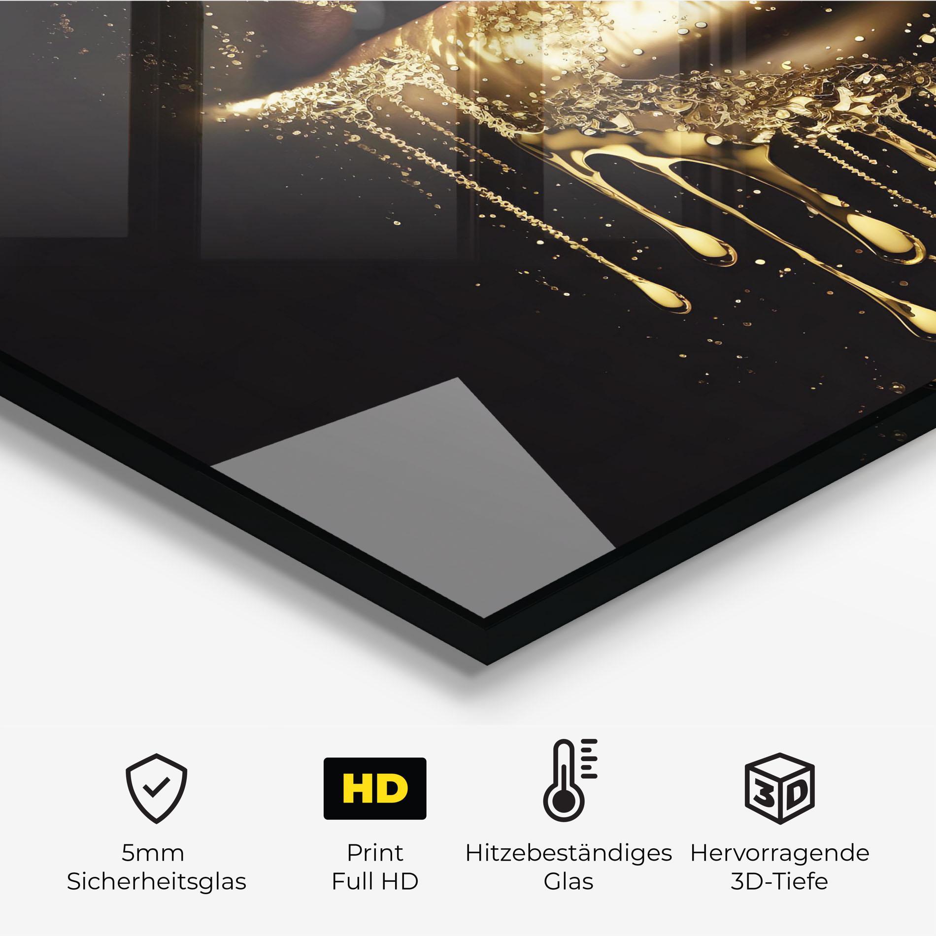 Küchenrückwand Glas Golden Luxury Lips mockup 2