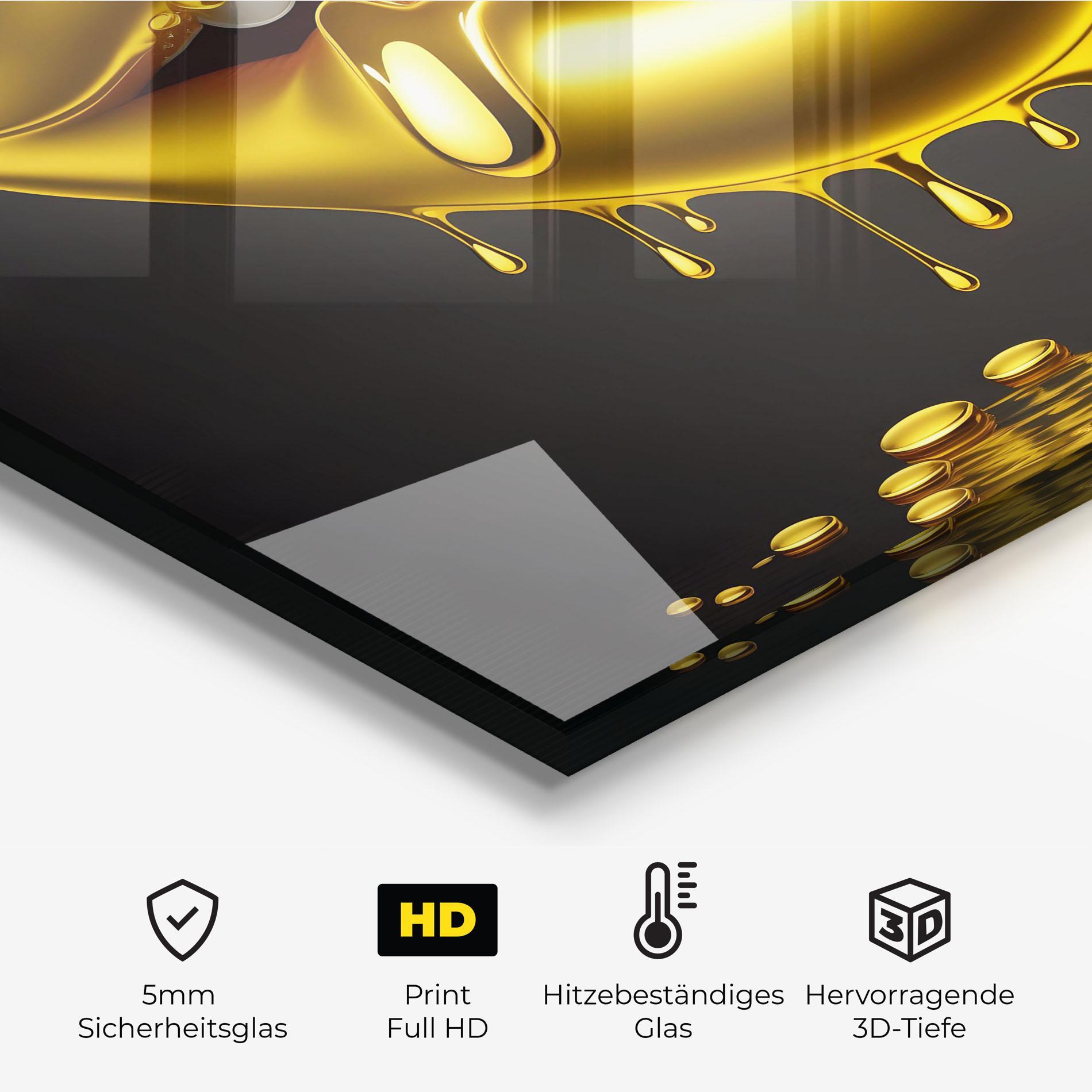 Küchenrückwand Glas Pop Gold Lips mockup 2