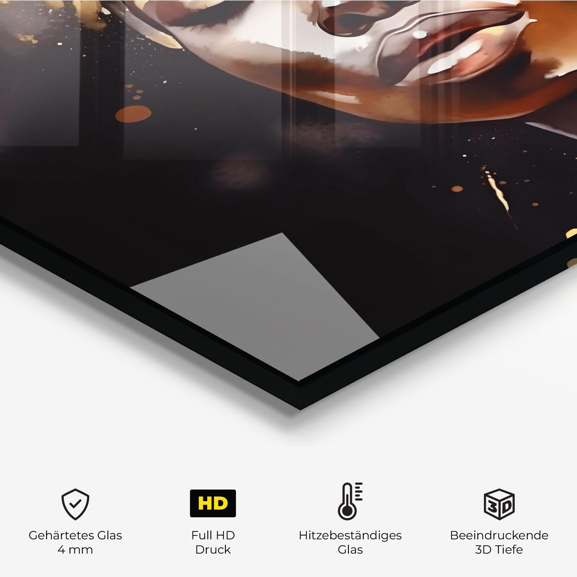 Küchenrückwand Glas Abstract Gold Woman mockup 2