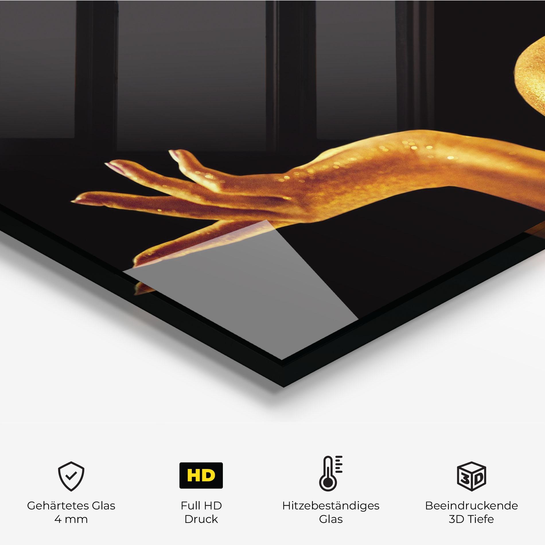 Küchenrückwand Glas Golden Glamour mockup 2