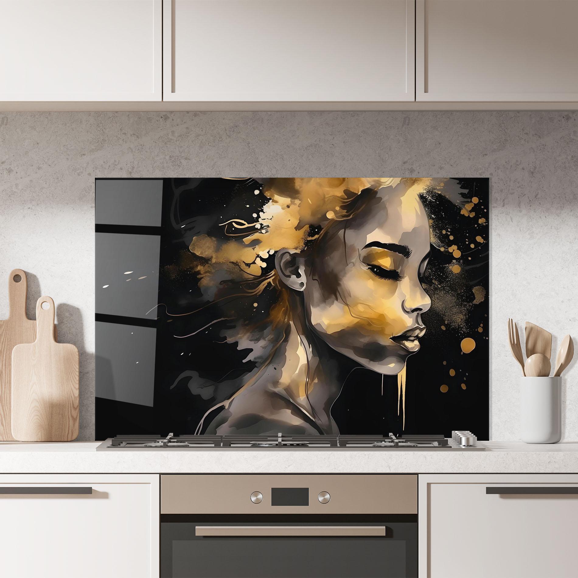 Küchenrückwand Glas Gold Stylish Modern mockup 7