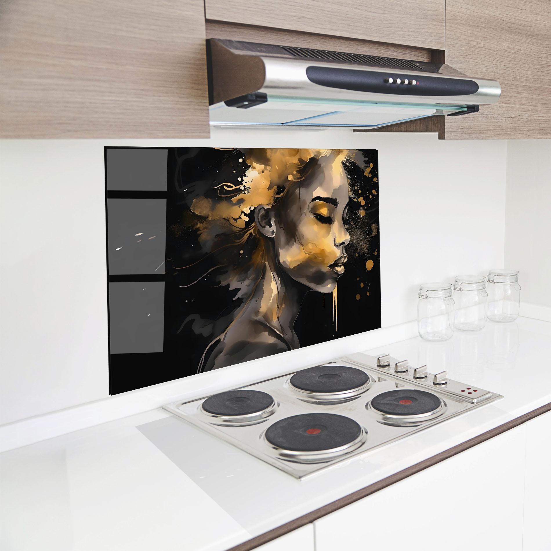 Küchenrückwand Glas Gold Stylish Modern mockup 8