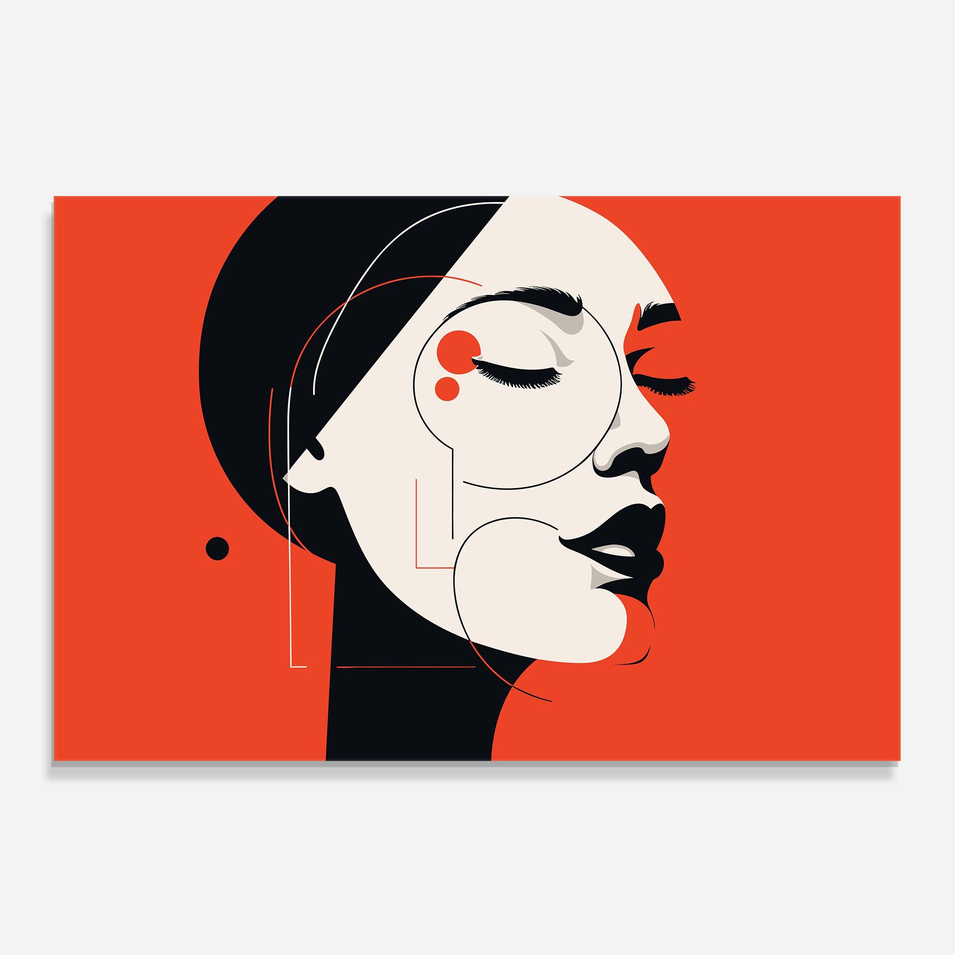 Küchenrückwand Glas Abstract White Face mockup 0