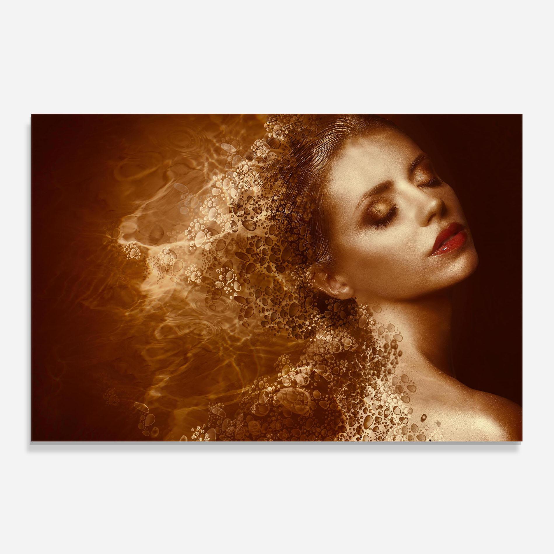 Küchenrückwand Glas Golden Beauty mockup 0