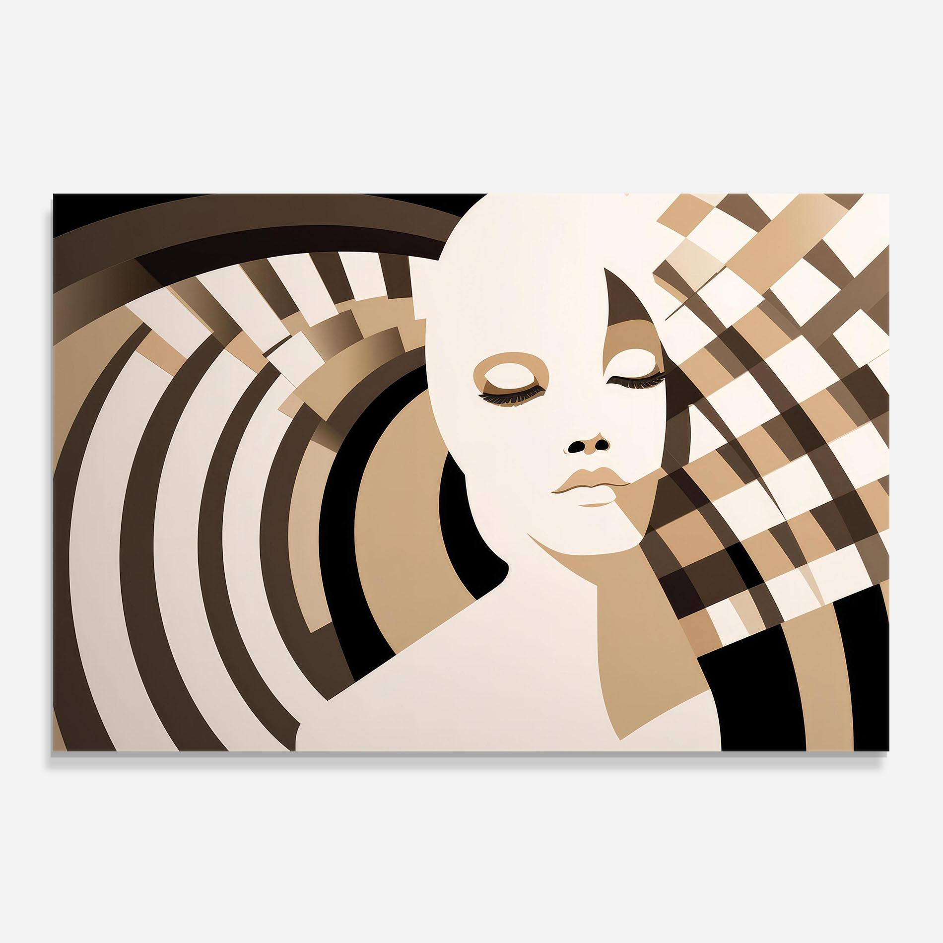 Küchenrückwand Glas Op Art Portrait mockup 0