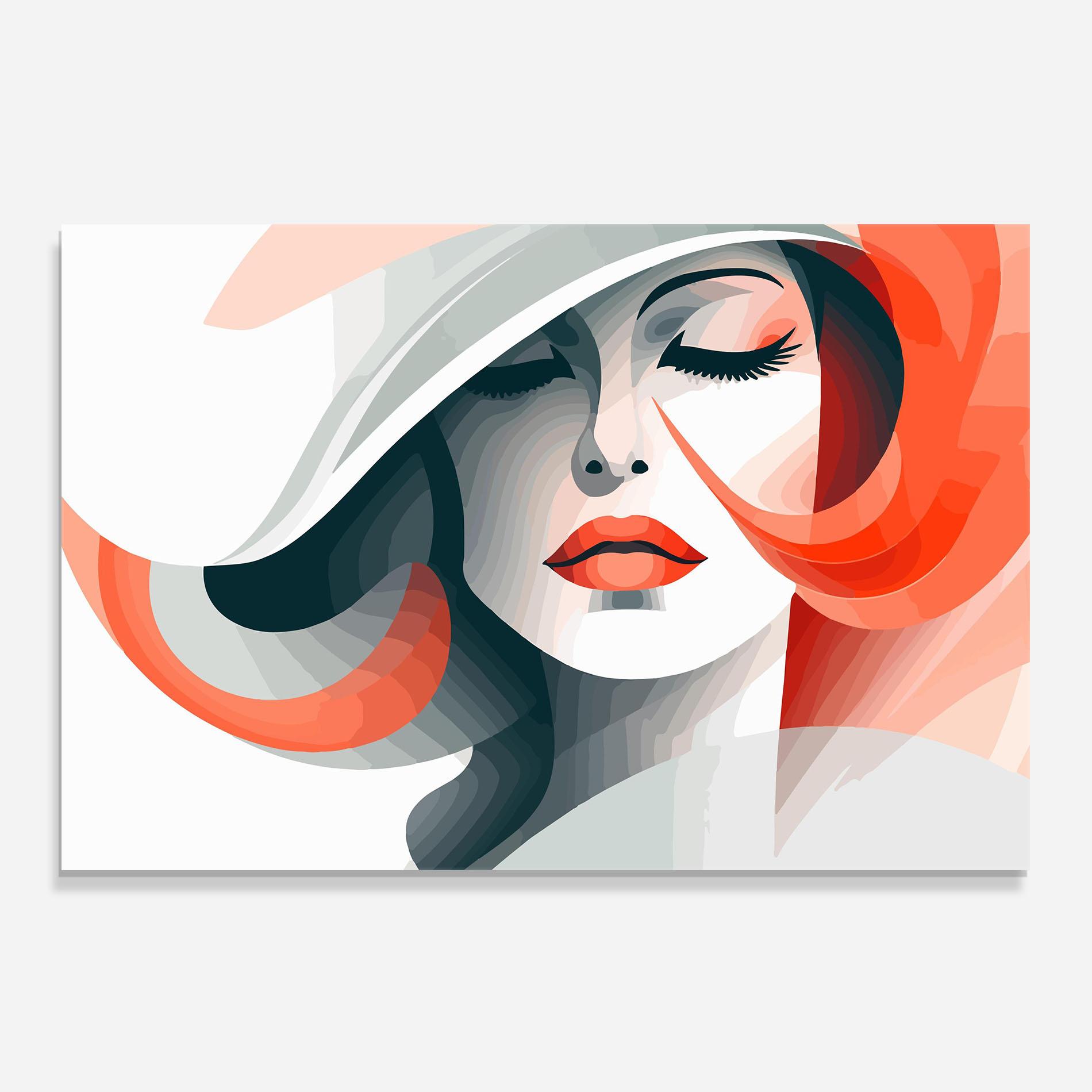 Küchenrückwand Glas Red Abstract Hair mockup 0