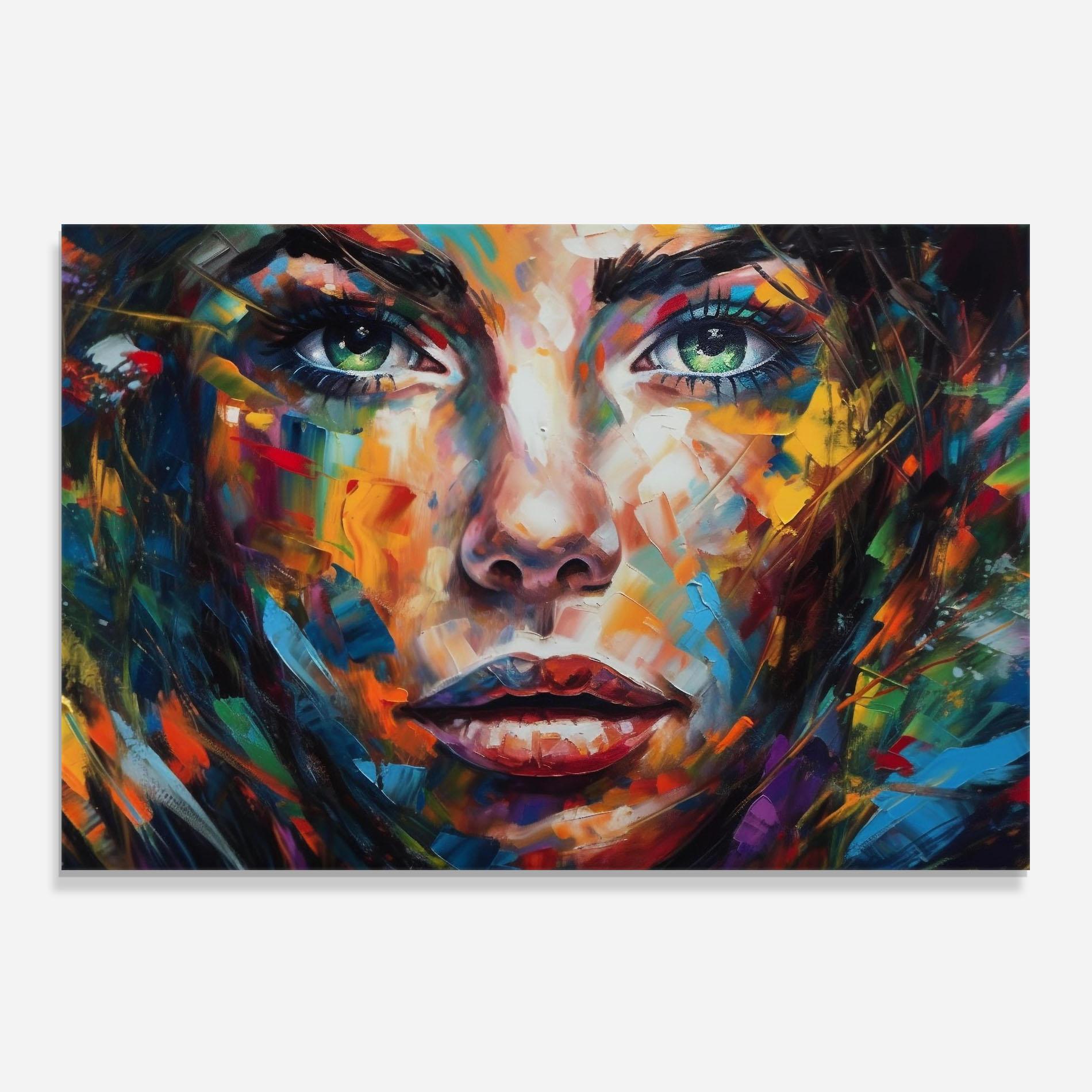 Küchenrückwand Glas Vibrant Color Woman Paint mockup 0