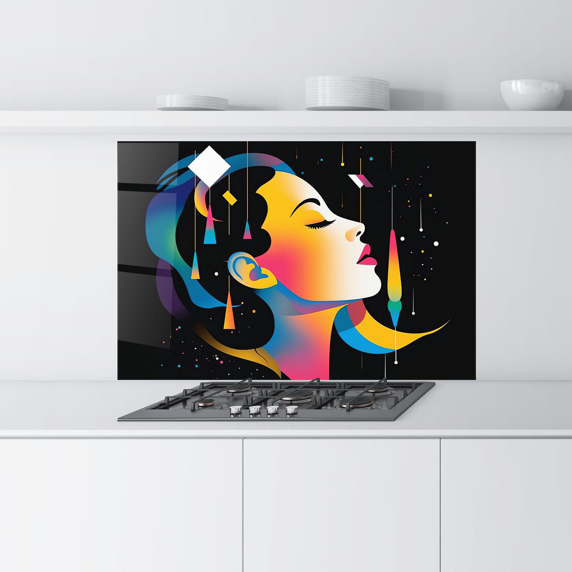 Küchenrückwand Glas Dreamy Night Female mockup 9