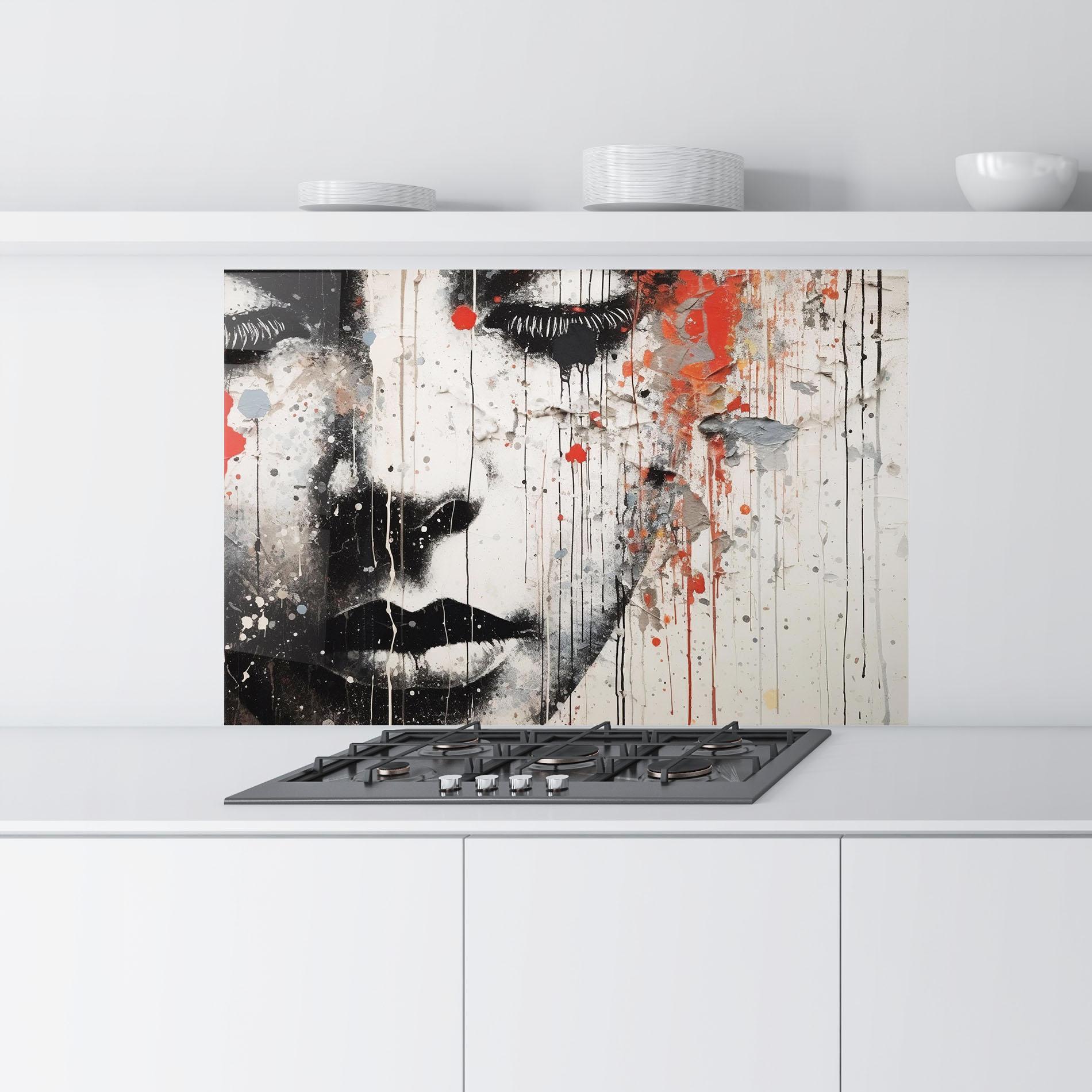 Küchenrückwand Glas Ink Street Graffiti mockup 9