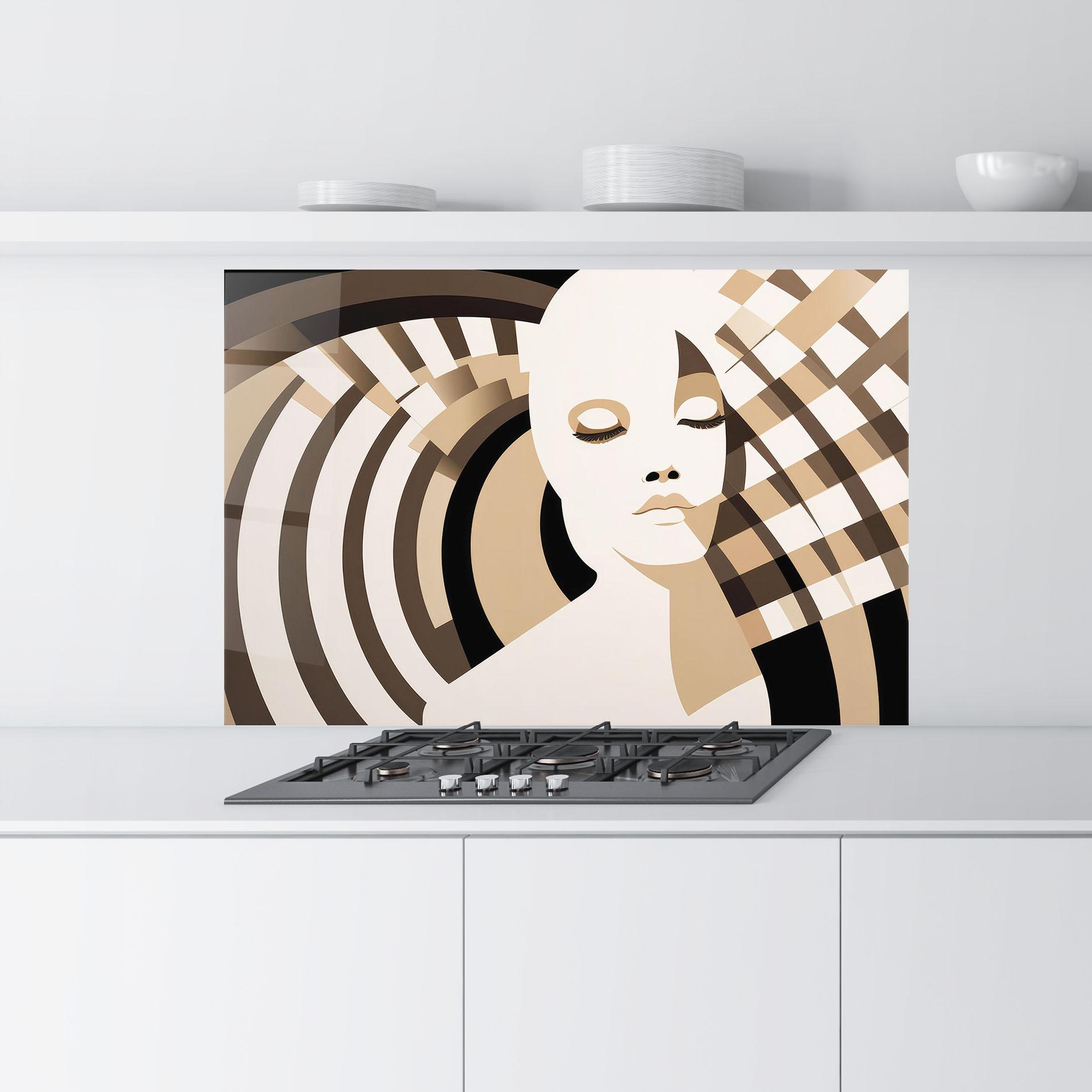 Küchenrückwand Glas Op Art Portrait mockup 9