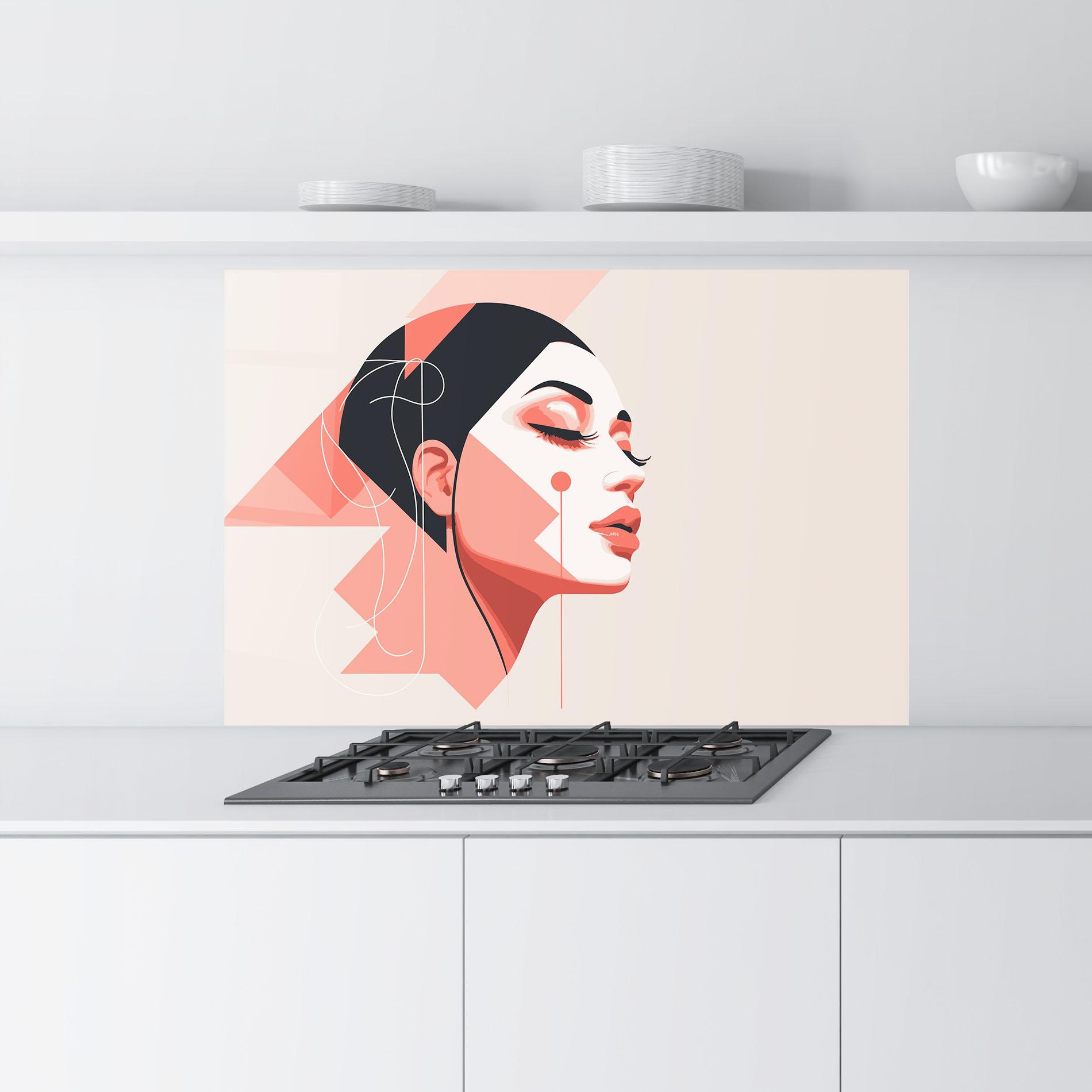 Küchenrückwand Glas Pretty Abstract Face mockup 9