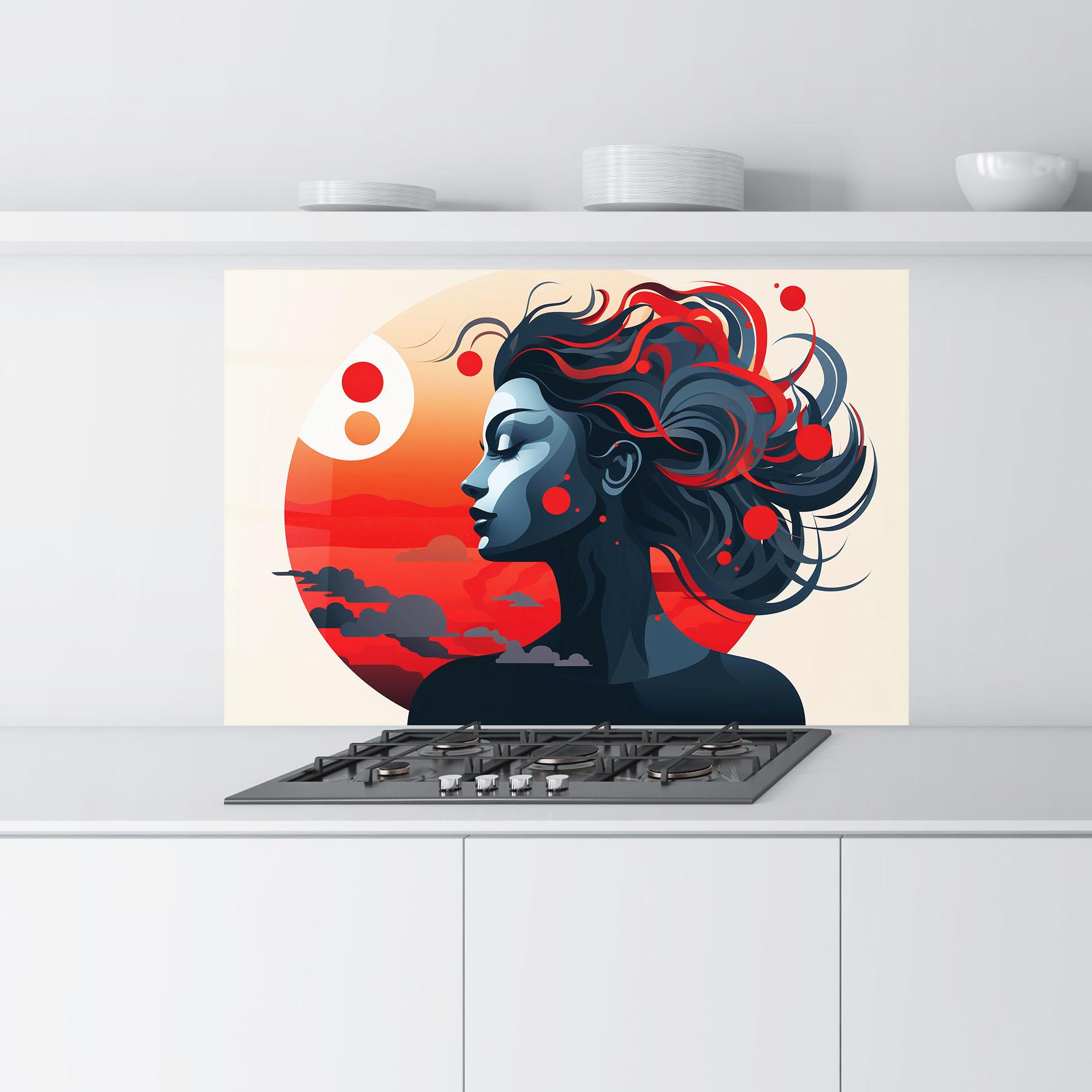 Küchenrückwand Glas Simple Colored Girl mockup 9