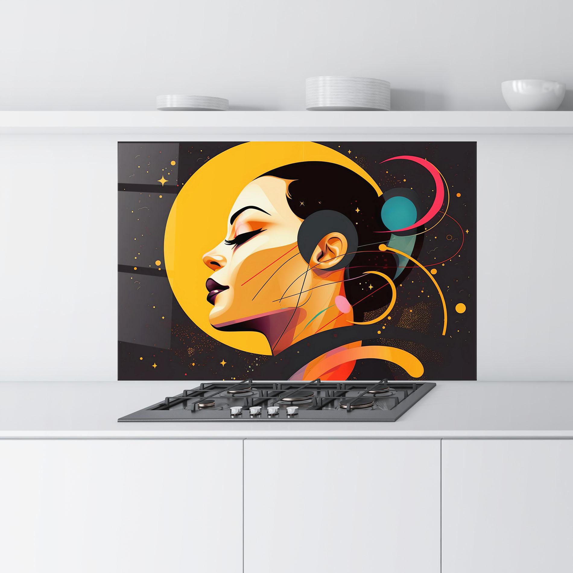 Küchenrückwand Glas Synthetic Female mockup 9