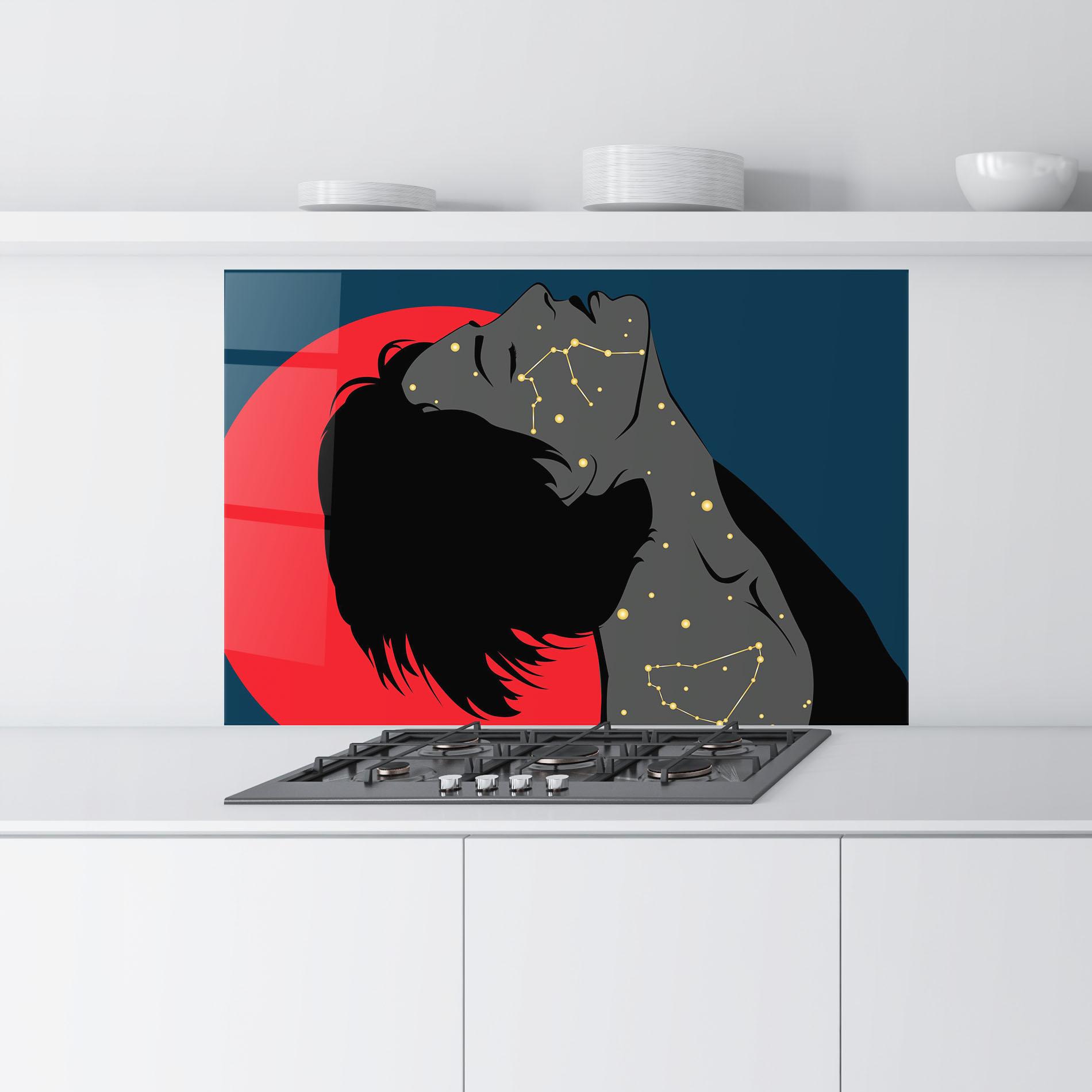 Küchenrückwand Glas Woman Galaxy mockup 9