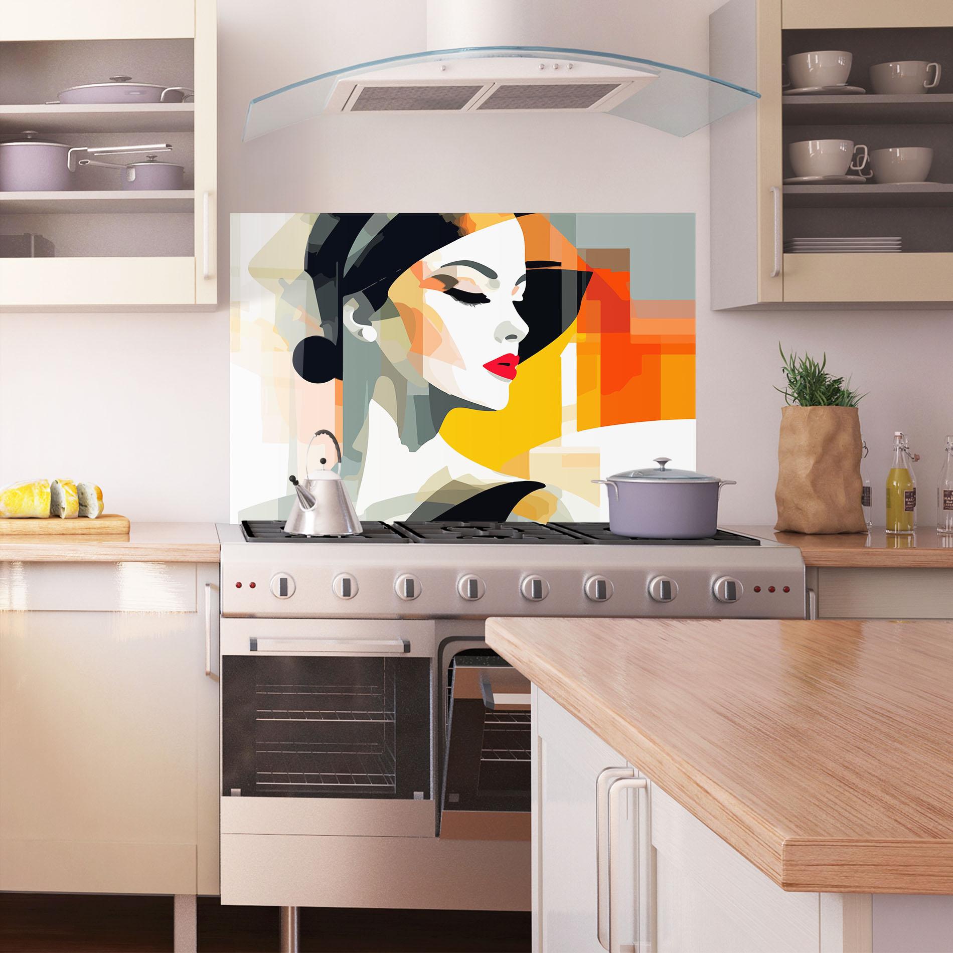 Küchenrückwand Glas Art Woman View mockup 1
