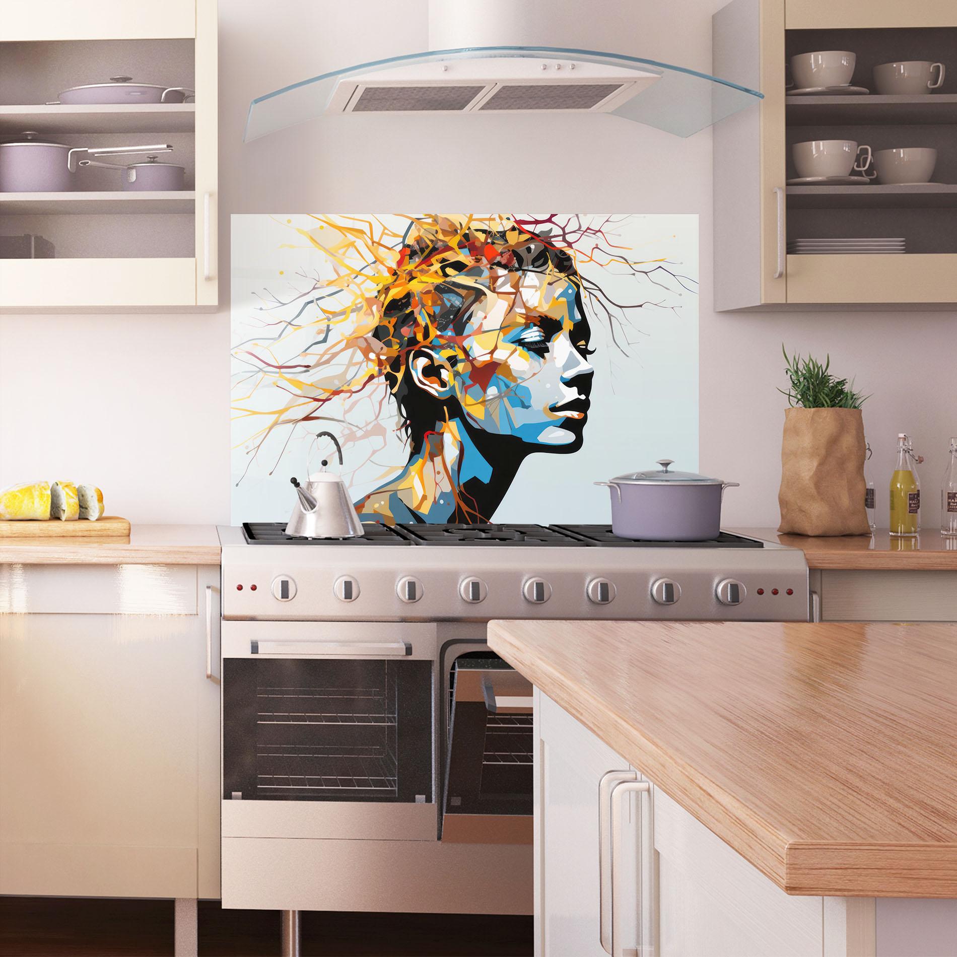 Küchenrückwand Glas Branches Hair mockup 1