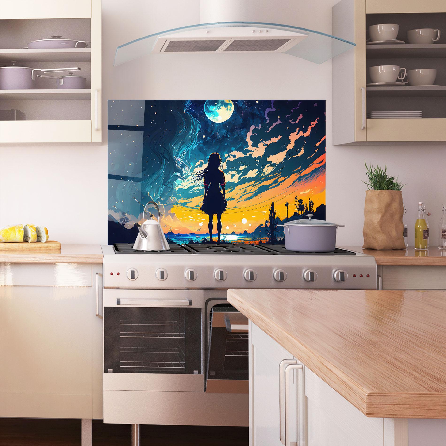 Küchenrückwand Glas Mystical Woman Fairytale mockup 1