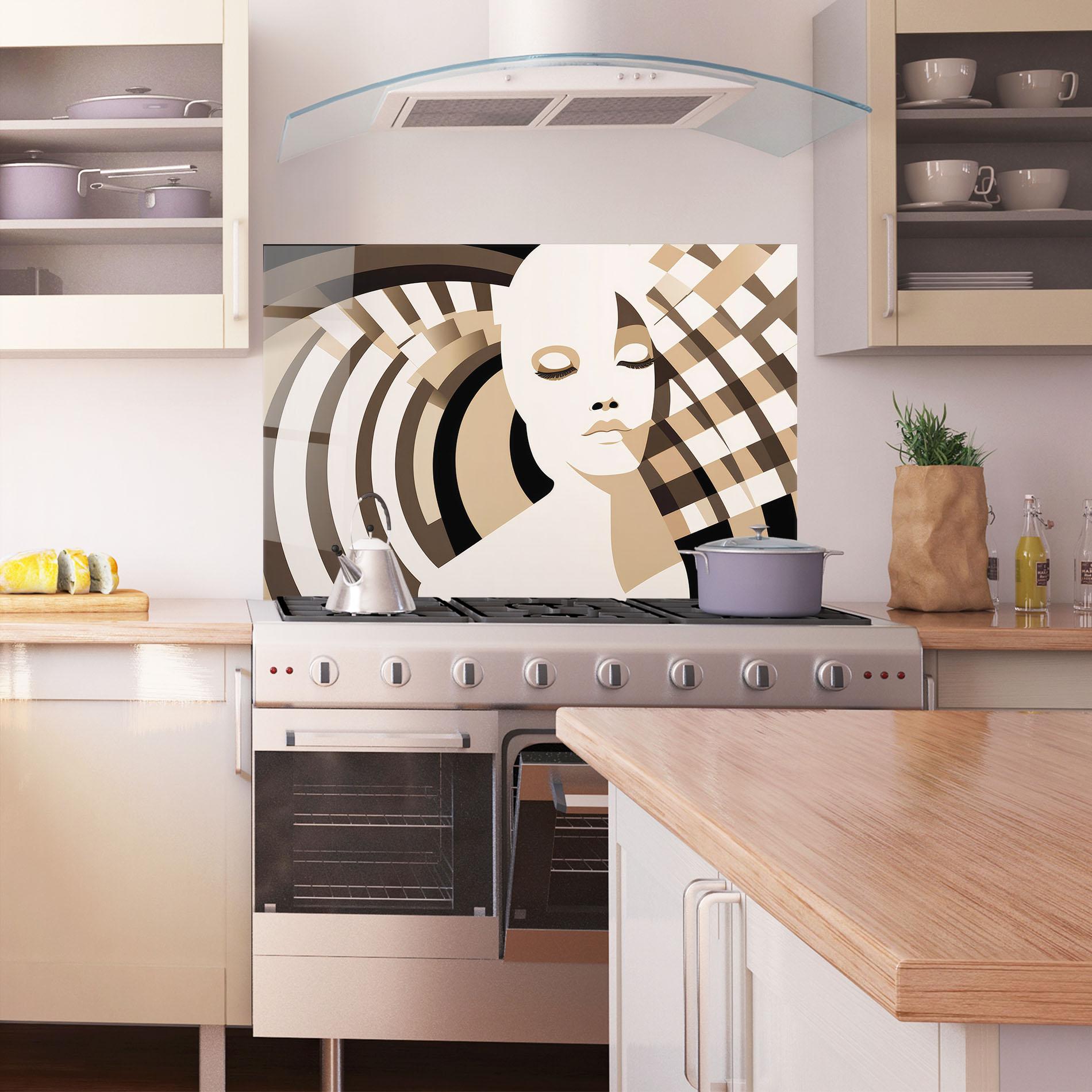 Küchenrückwand Glas Op Art Portrait mockup 1