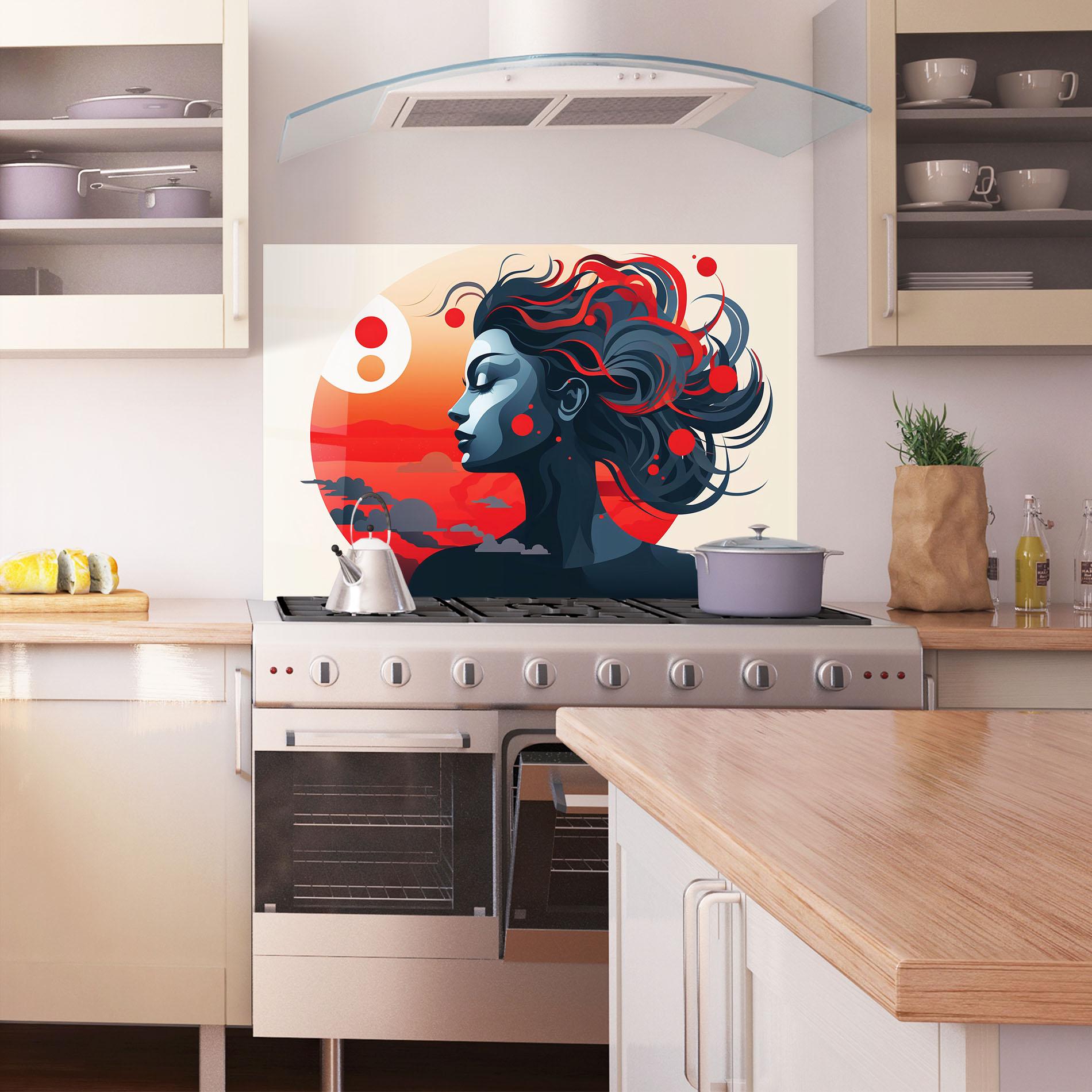 Küchenrückwand Glas Simple Colored Girl mockup 1