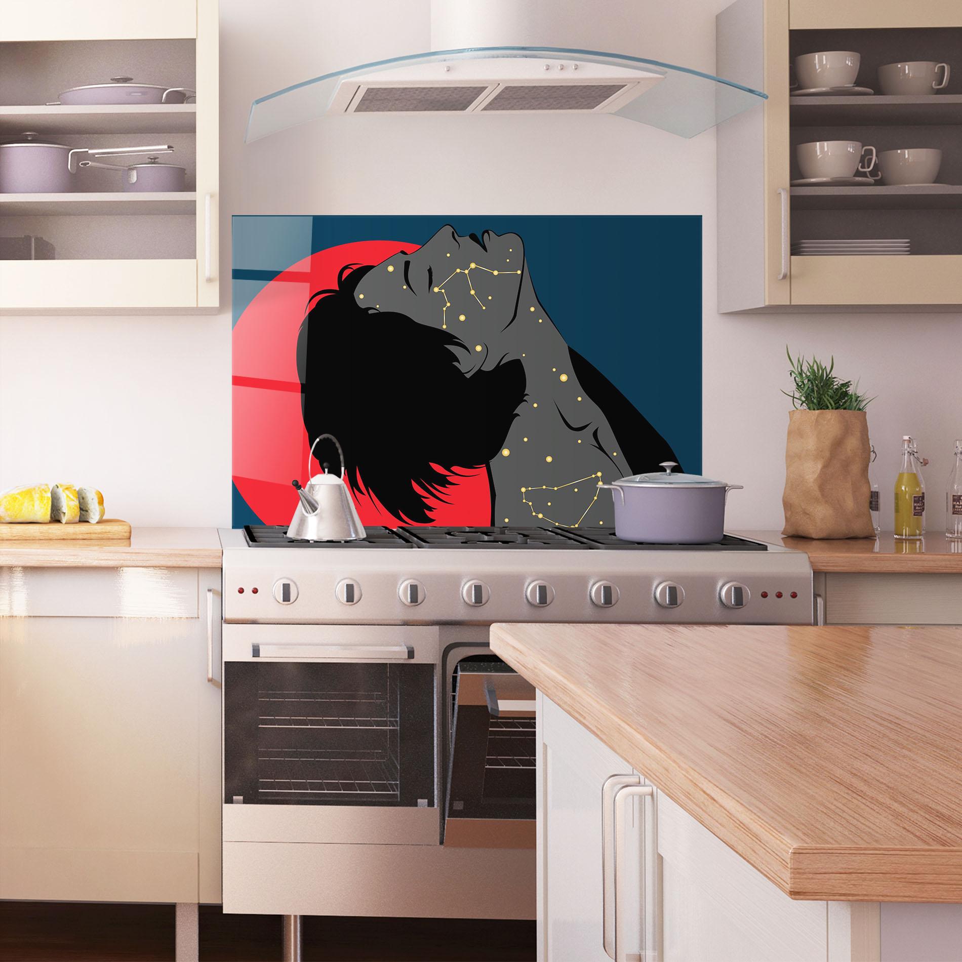 Küchenrückwand Glas Woman Galaxy mockup 1