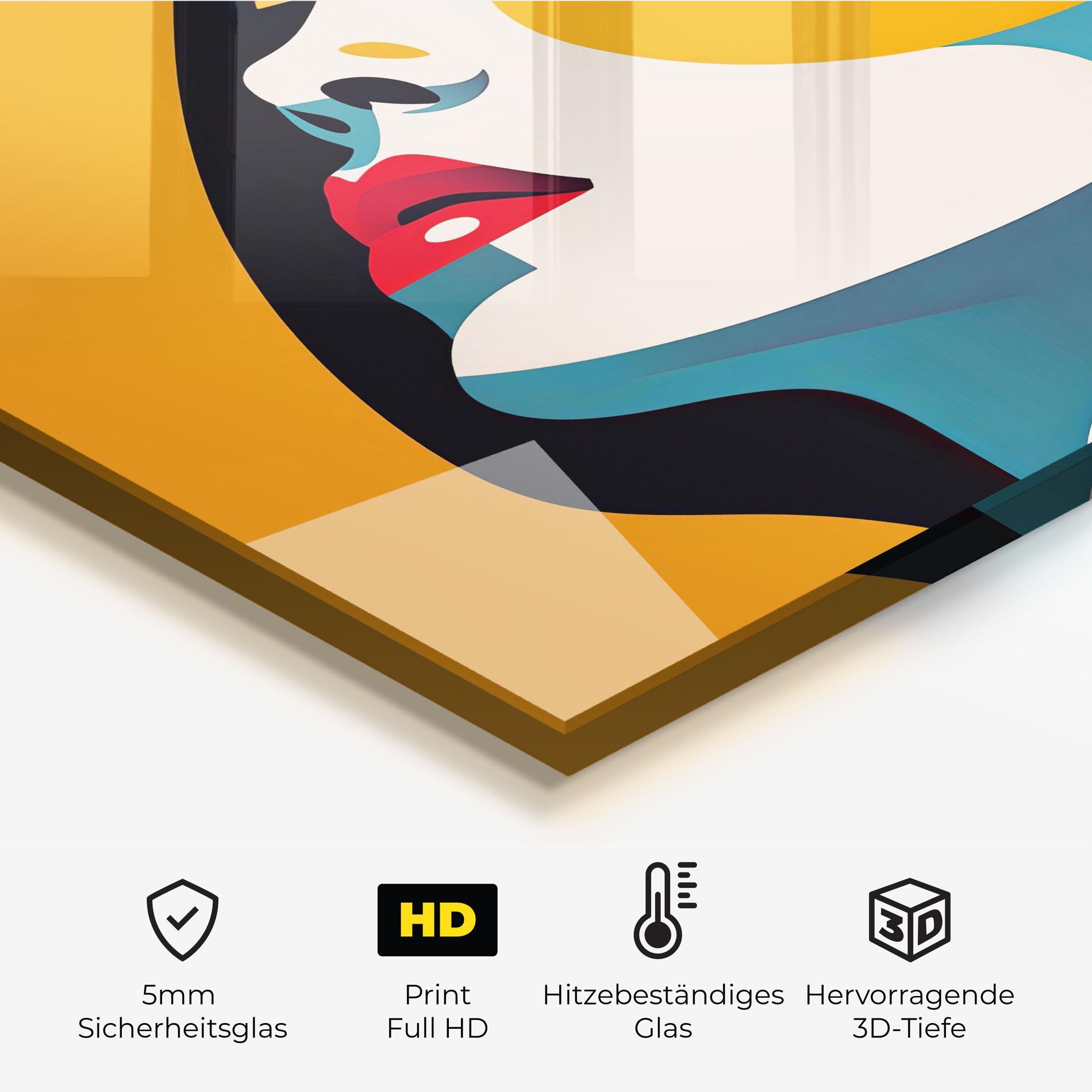 Küchenrückwand Glas Dreamy Yellow Female mockup 2