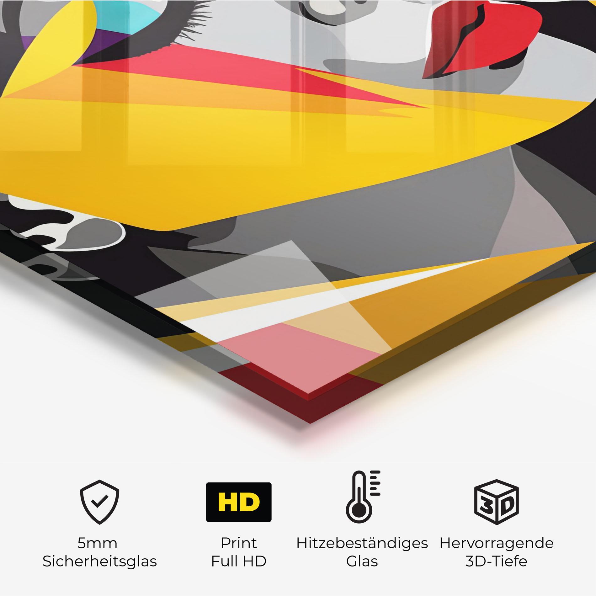 Küchenrückwand Glas Grey Yellow Women mockup 2