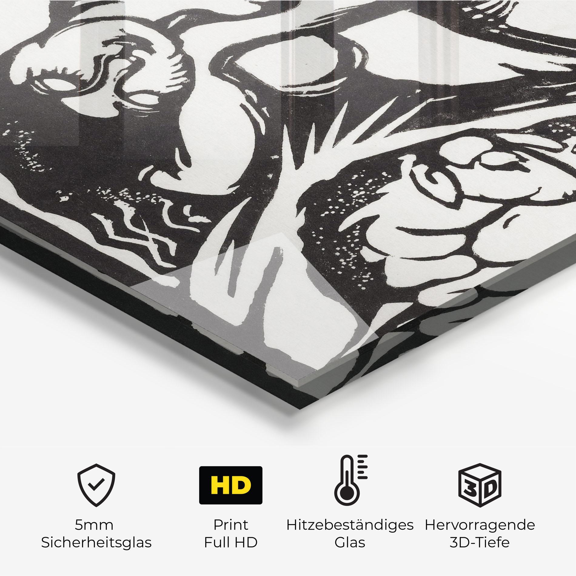 Küchenrückwand Glas Woman Drawing mockup 2