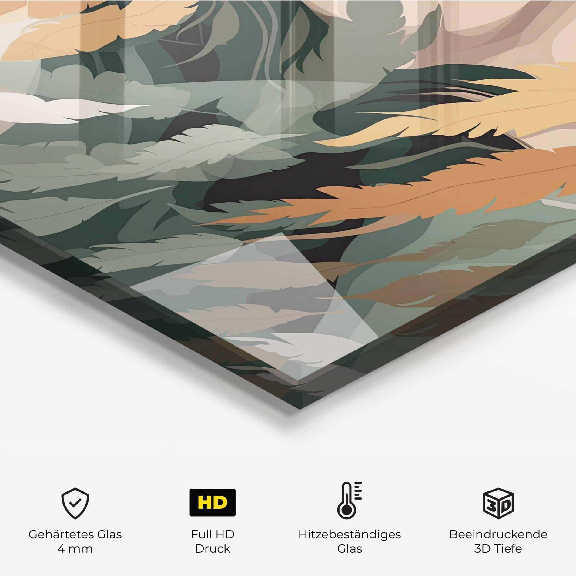 Küchenrückwand Glas Dreamy Feather Female mockup 2