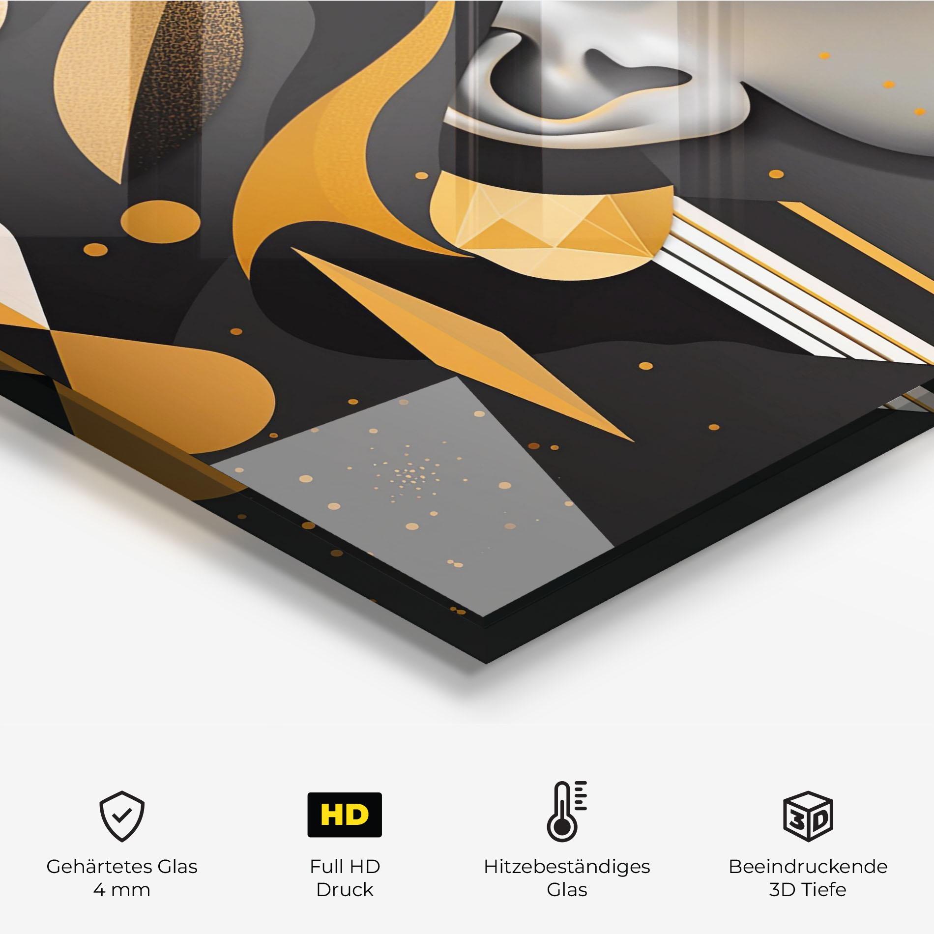 Küchenrückwand Glas Dreamy Grey Woman mockup 2