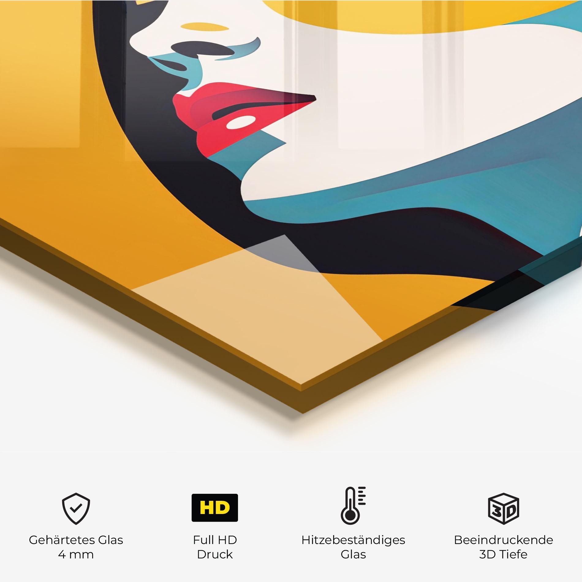 Küchenrückwand Glas Dreamy Yellow Female mockup 2