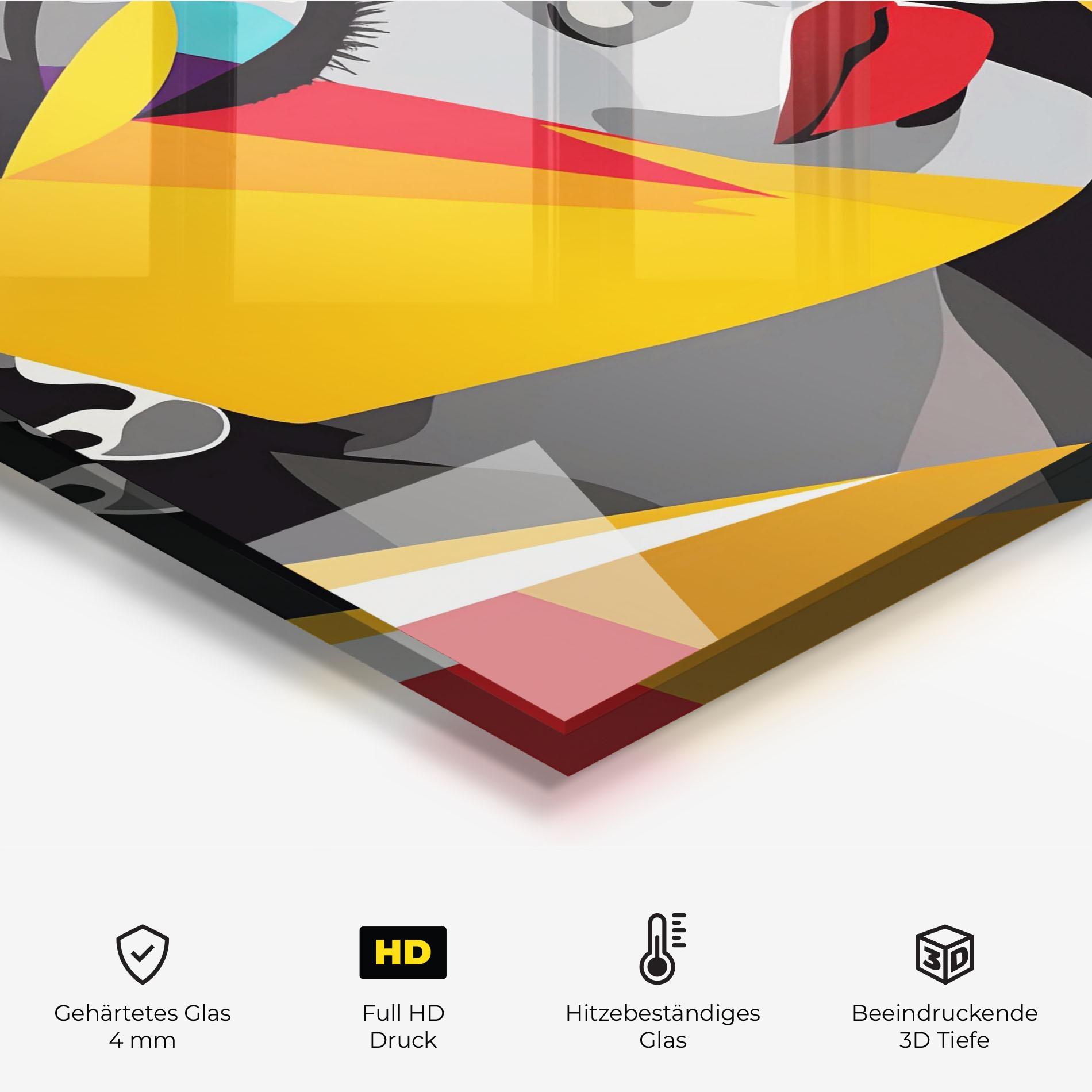 Küchenrückwand Glas Grey Yellow Women mockup 2