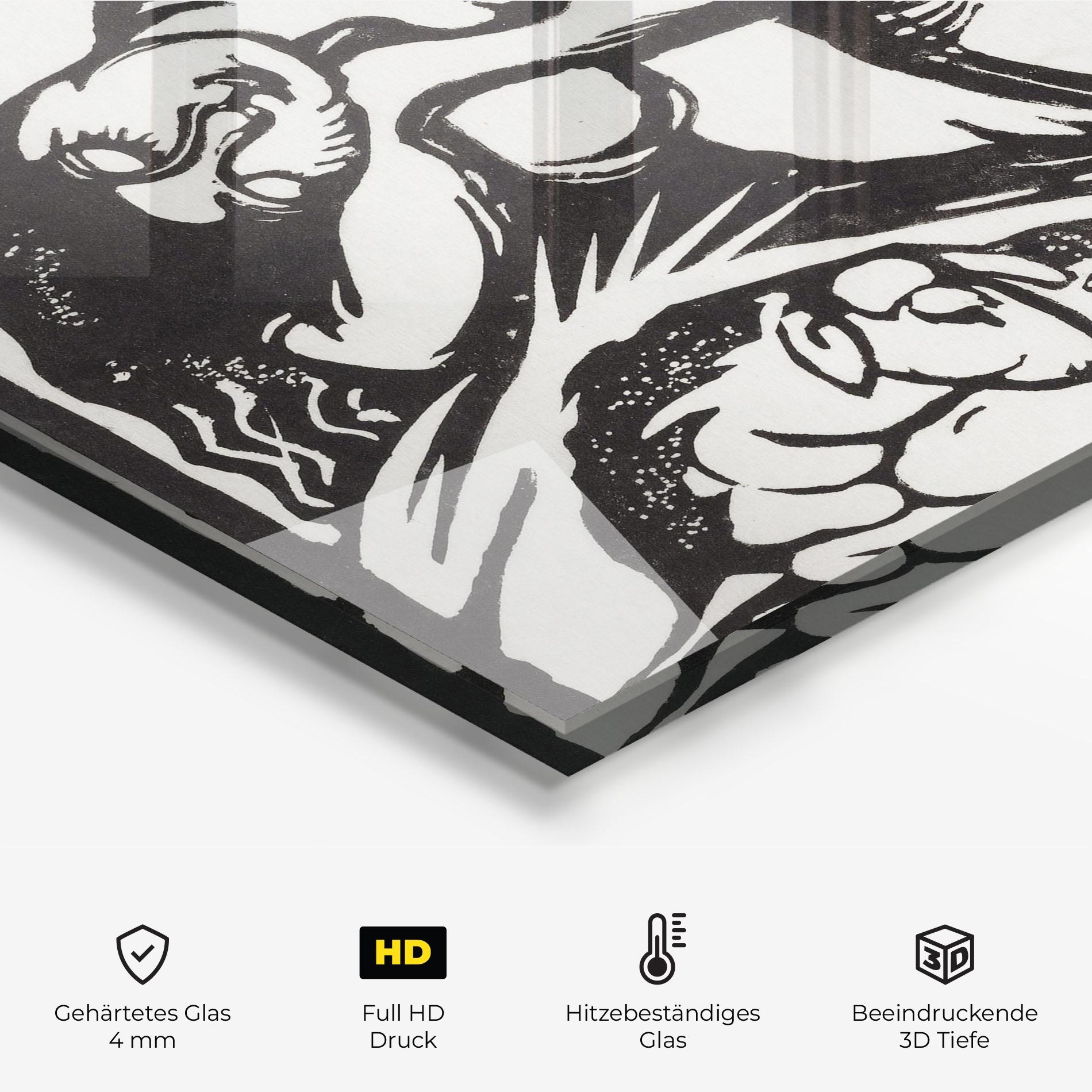 Küchenrückwand Glas Woman Drawing mockup 2