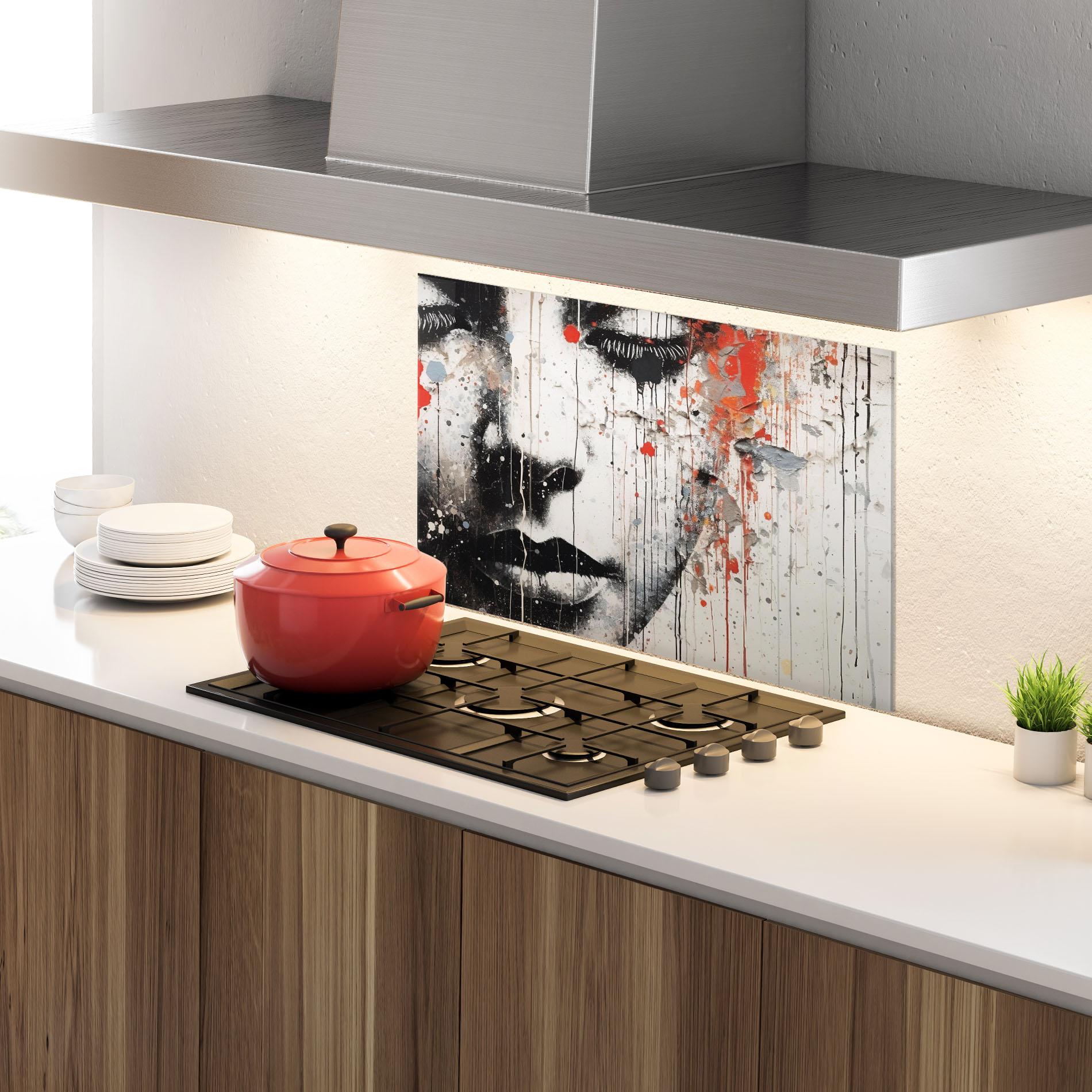 Küchenrückwand Glas Ink Street Graffiti mockup 4