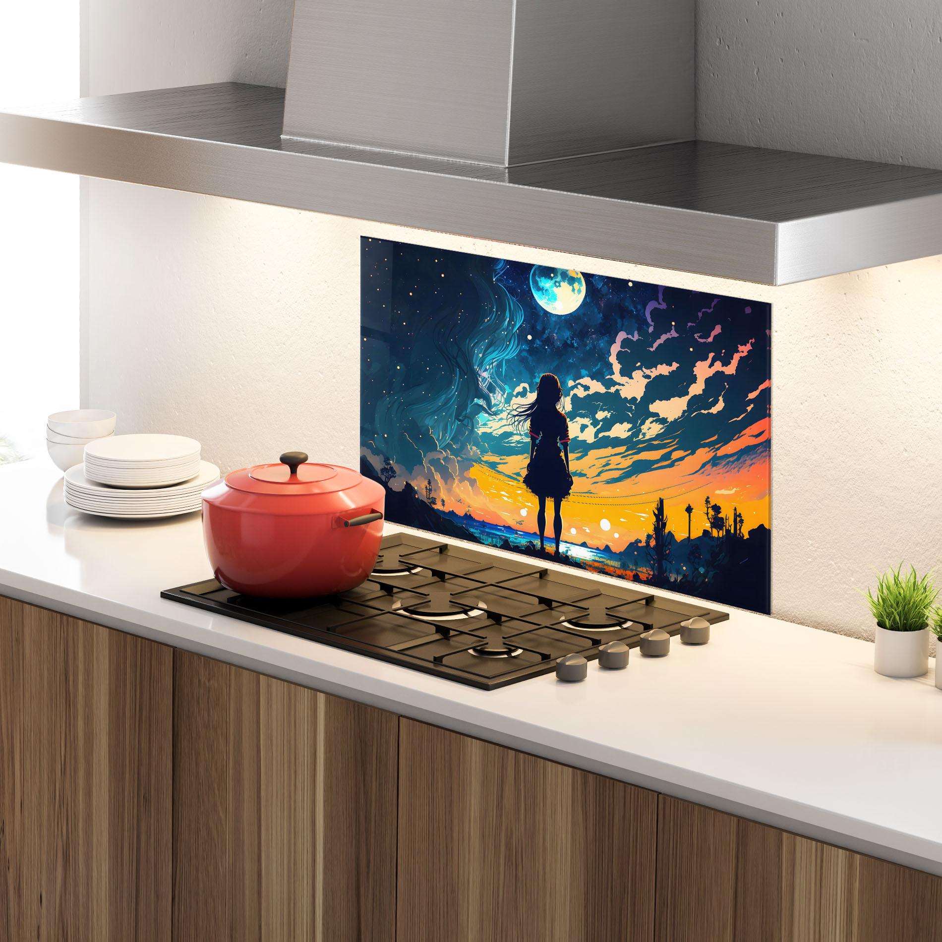 Küchenrückwand Glas Mystical Woman Fairytale mockup 4