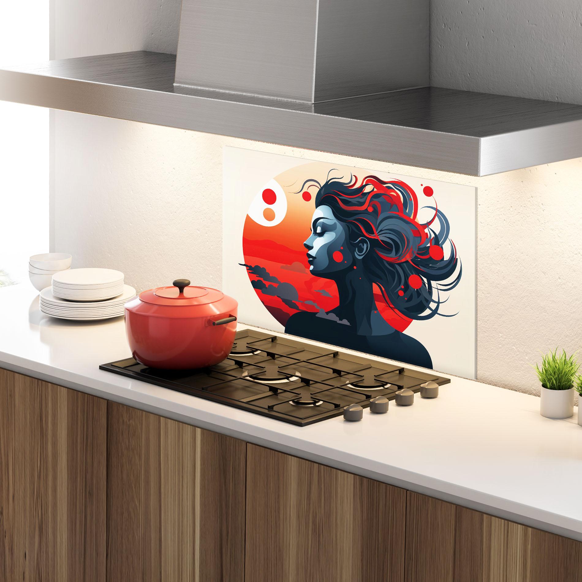 Küchenrückwand Glas Simple Colored Girl mockup 4