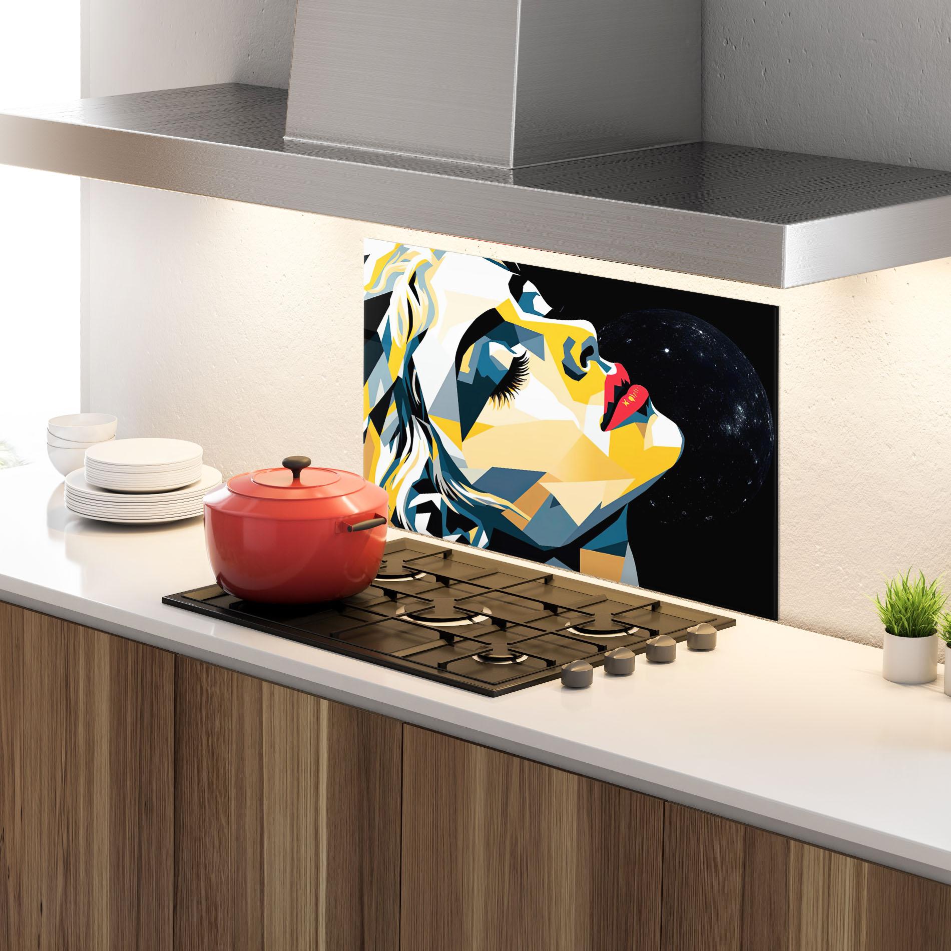 Küchenrückwand Glas Synthetic Dreamy Girl mockup 4