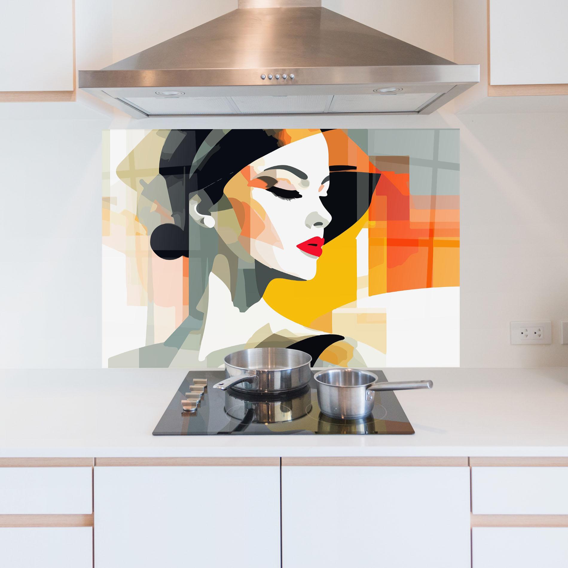 Küchenrückwand Glas Art Woman View mockup 5