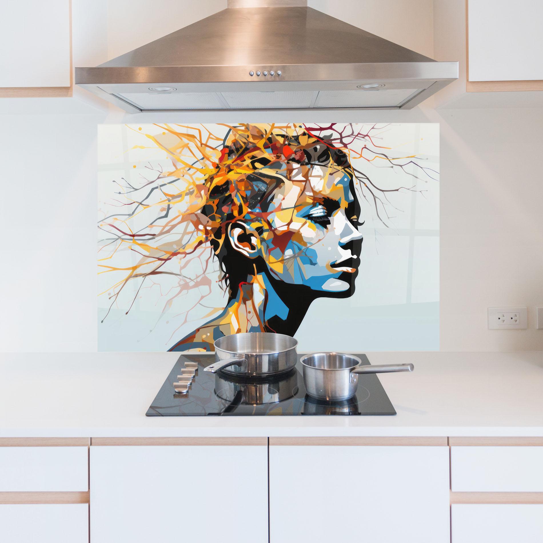 Küchenrückwand Glas Branches Hair mockup 5