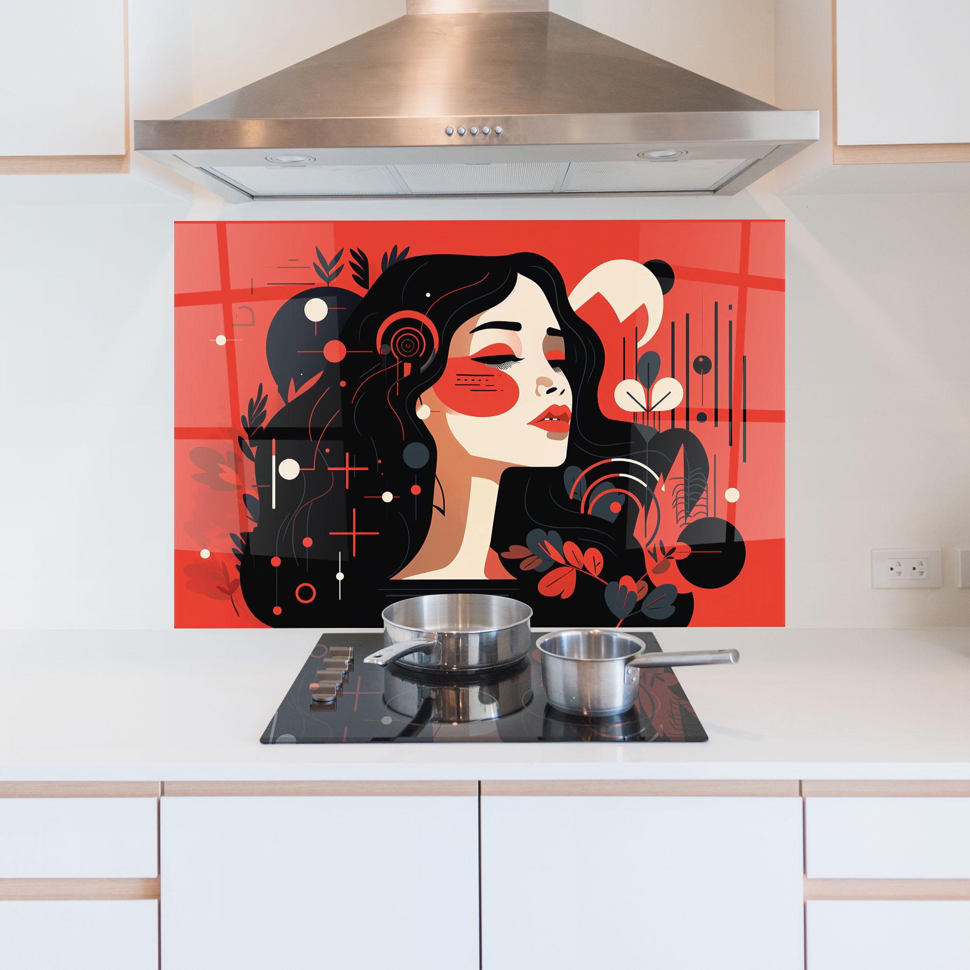 Küchenrückwand Glas Female Beauty Portrait mockup 5