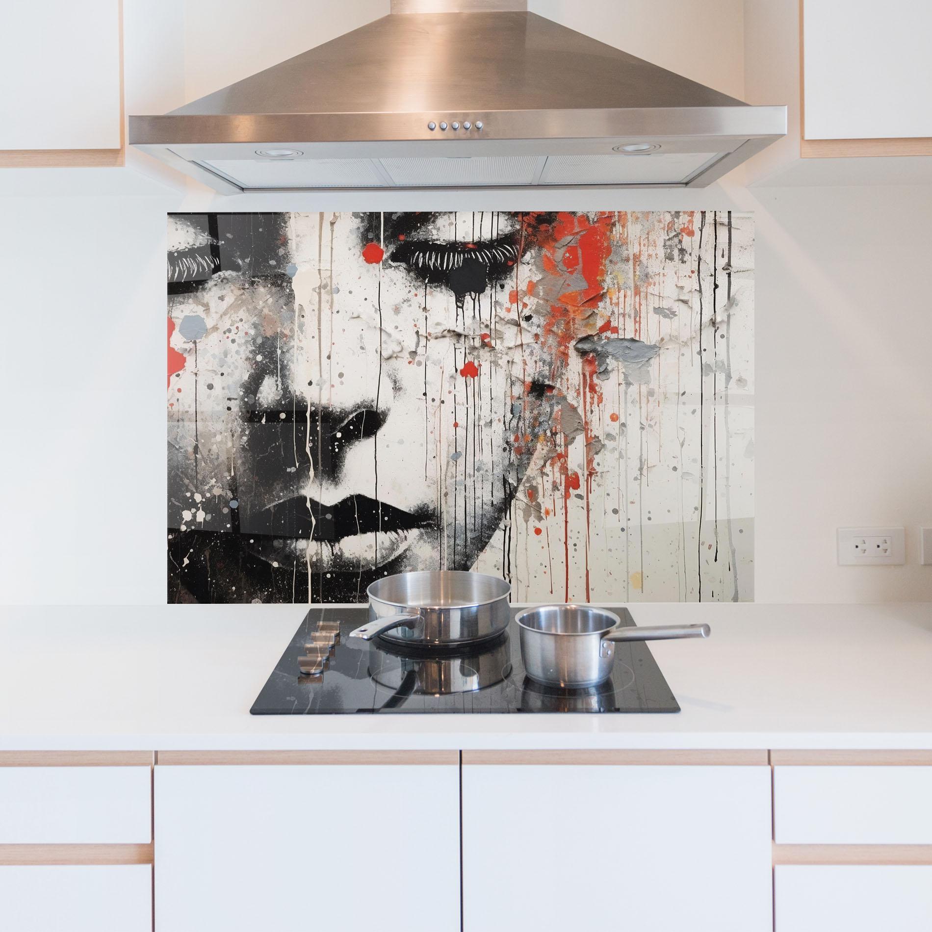Küchenrückwand Glas Ink Street Graffiti mockup 5