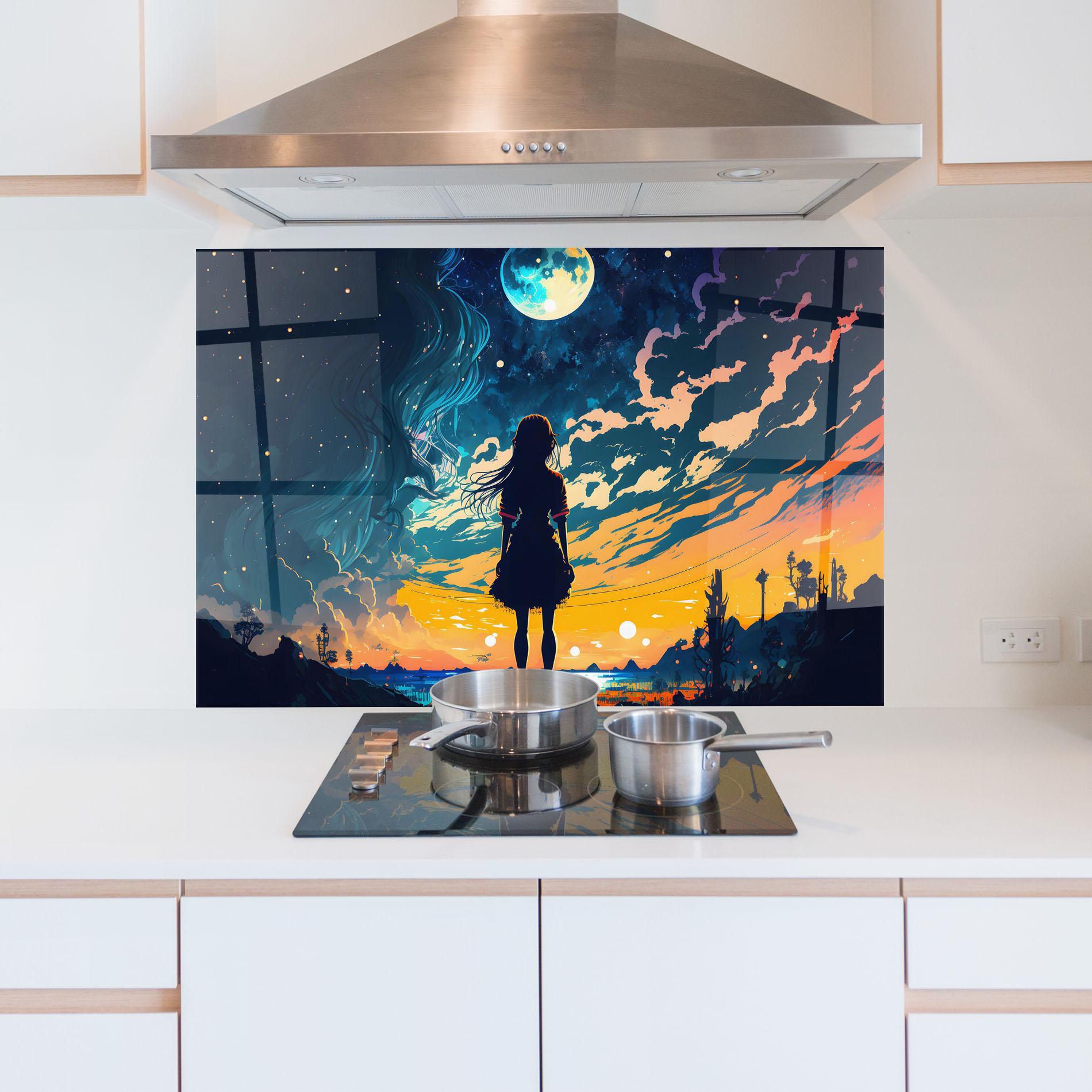 Küchenrückwand Glas Mystical Woman Fairytale mockup 5
