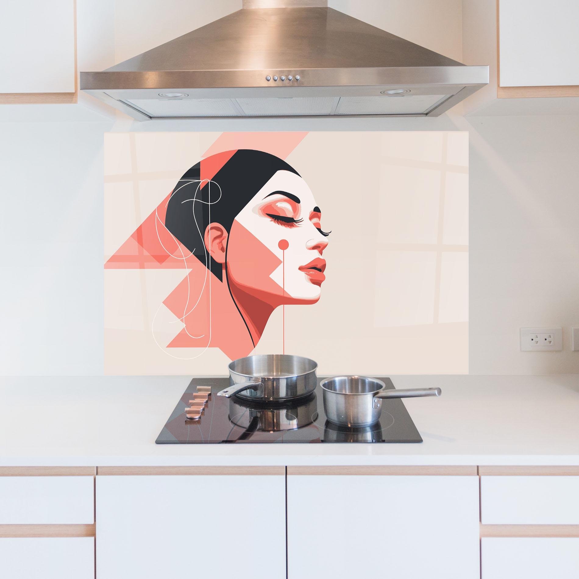 Küchenrückwand Glas Pretty Abstract Face mockup 5