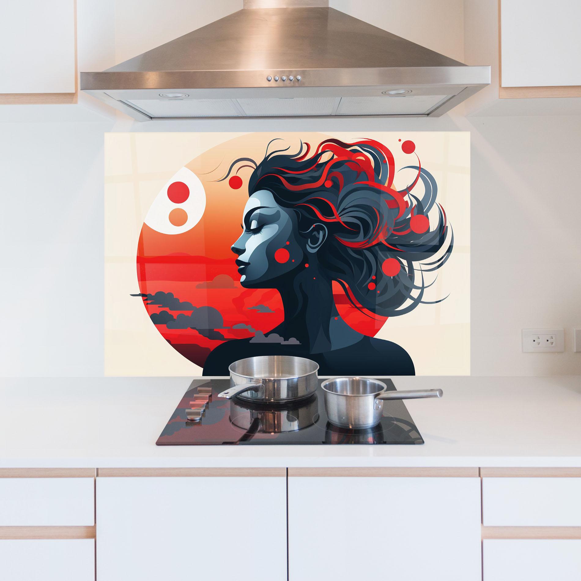 Küchenrückwand Glas Simple Colored Girl mockup 5