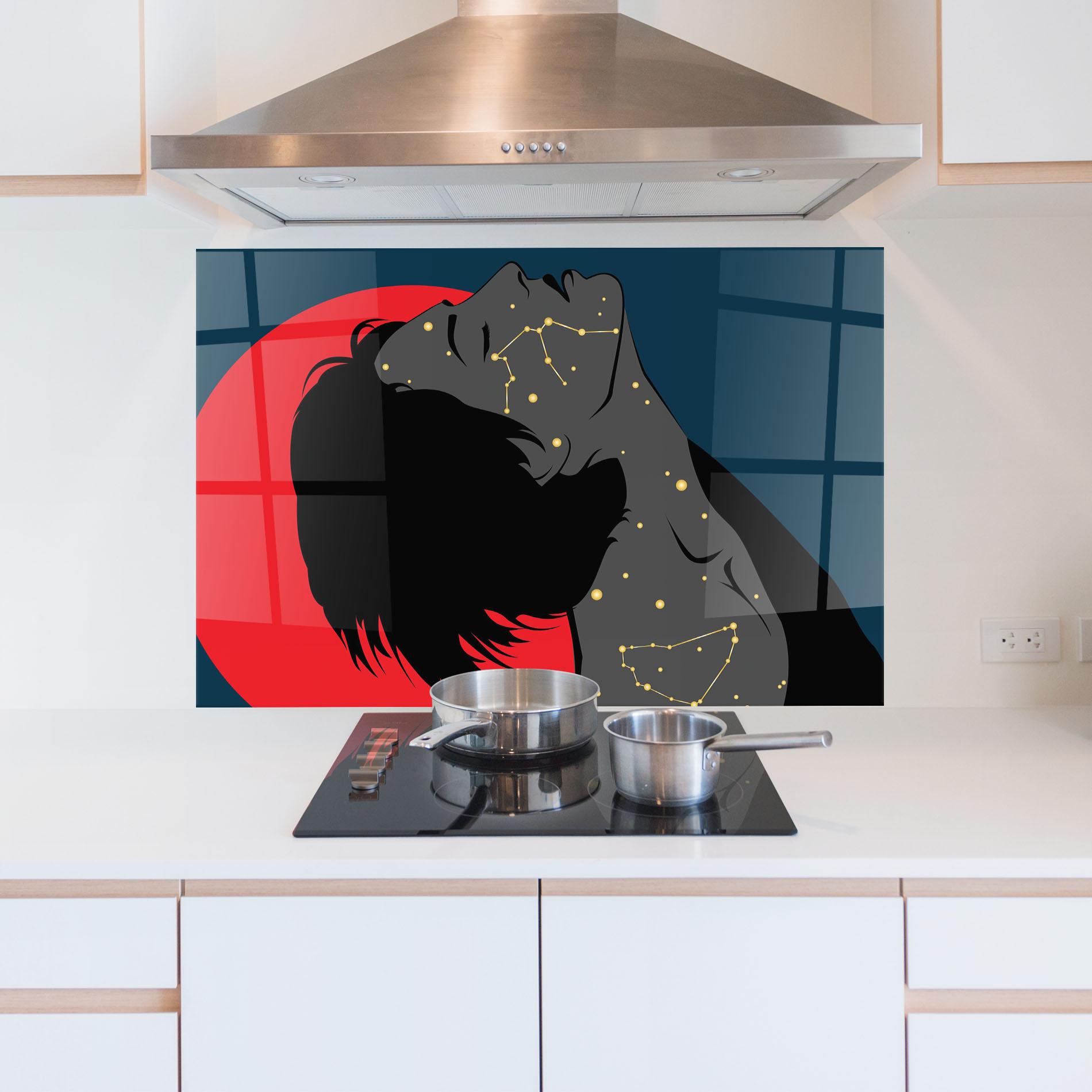 Küchenrückwand Glas Woman Galaxy mockup 5