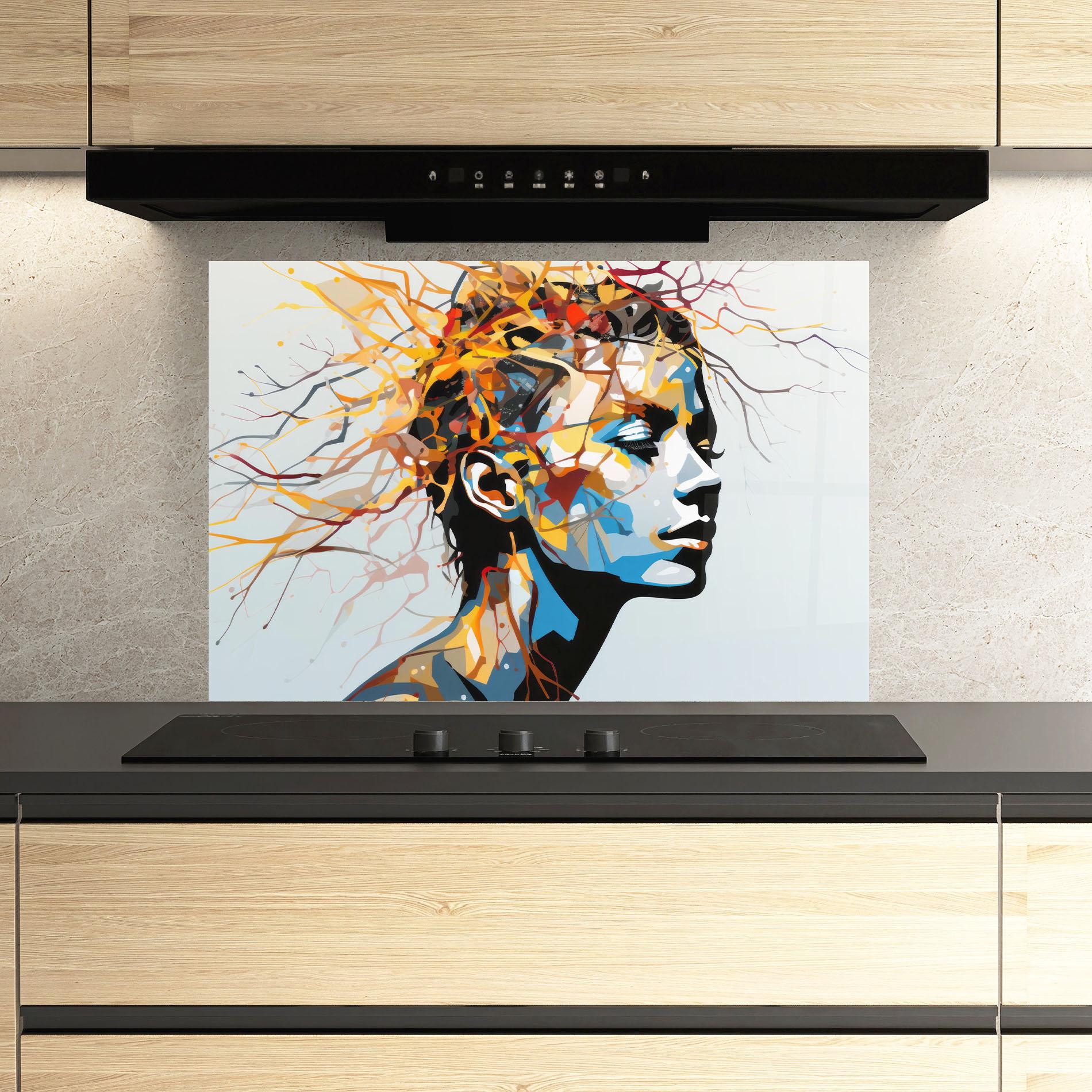 Küchenrückwand Glas Branches Hair mockup 3