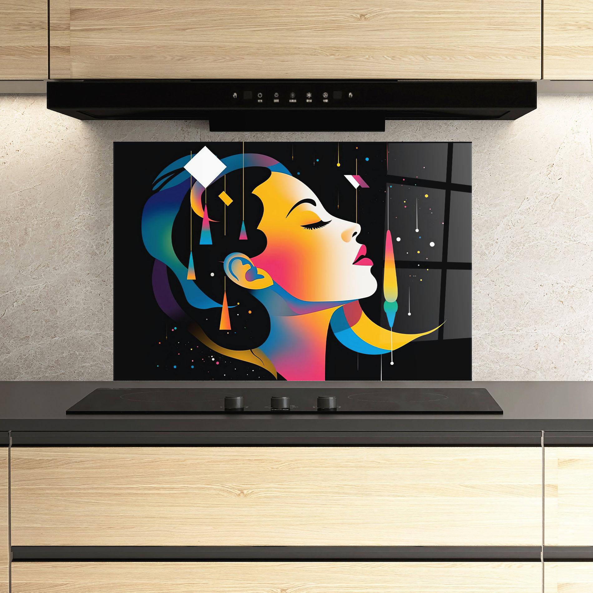 Küchenrückwand Glas Dreamy Night Female mockup 3