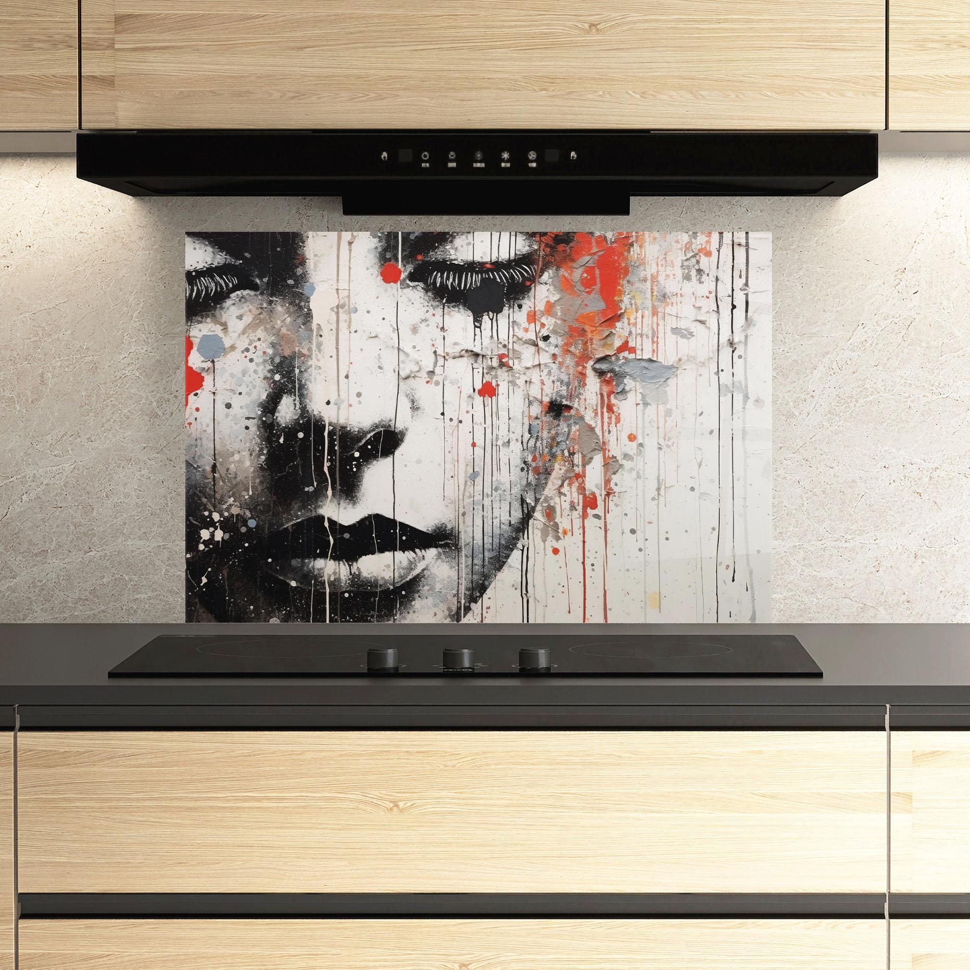 Küchenrückwand Glas Ink Street Graffiti mockup 3