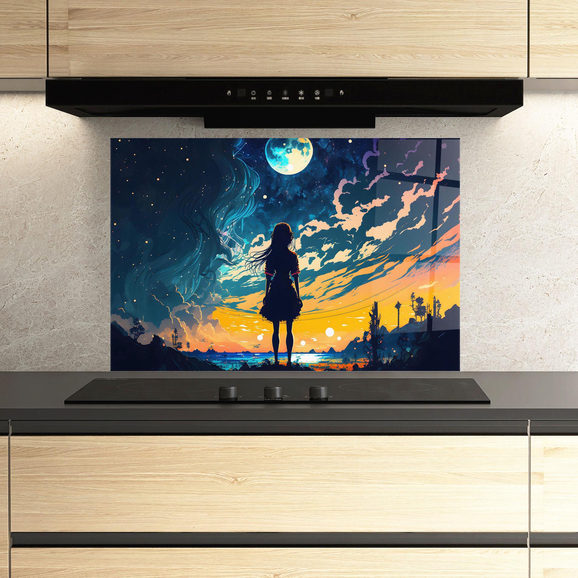 Küchenrückwand Glas Mystical Woman Fairytale mockup 3